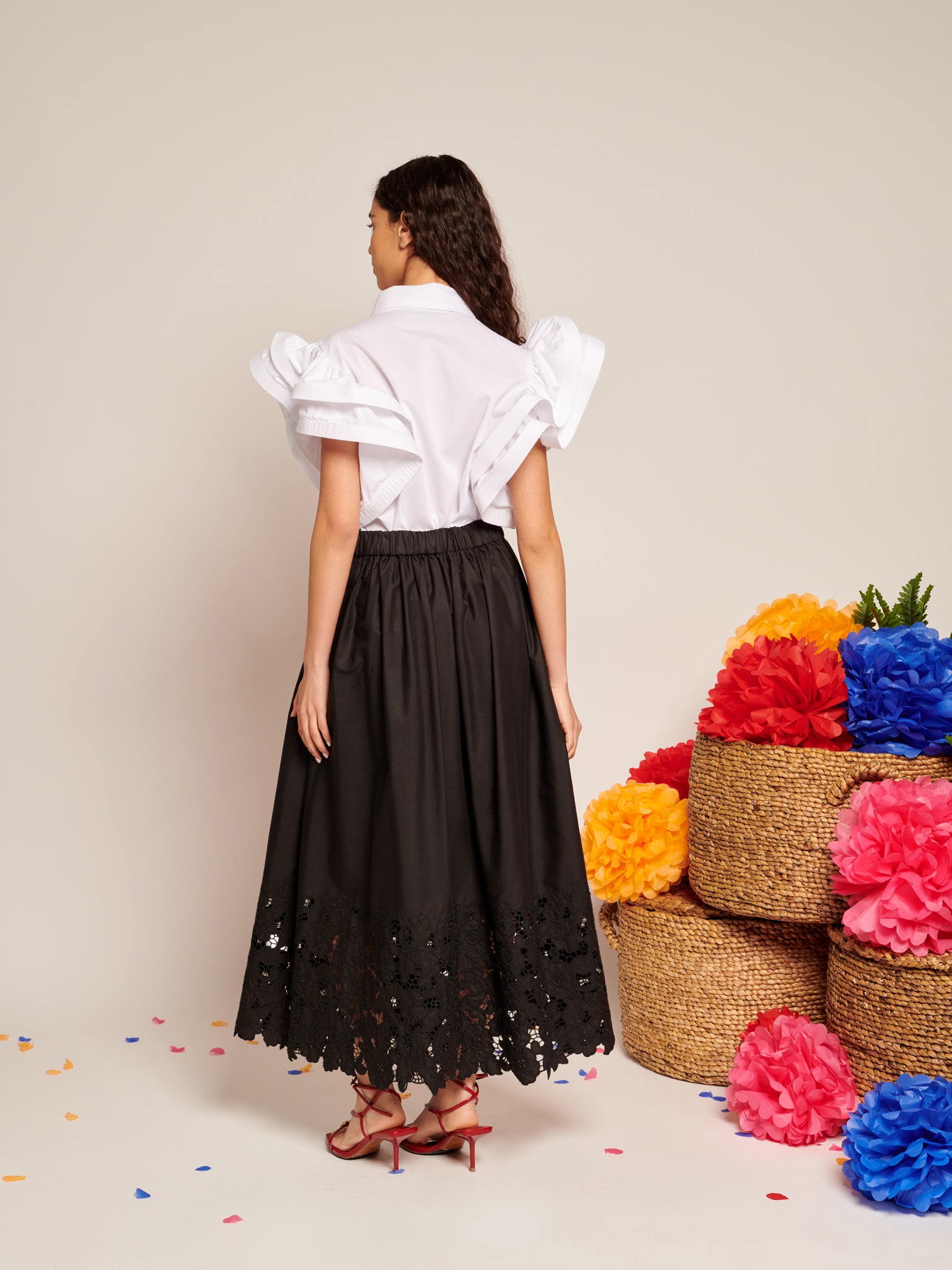 La Fiesta Embroidered Maxi Skirt | Color_Black | No_32SJ00SK454BLK_BLACK【SISTER JANE_シスタージェーン】