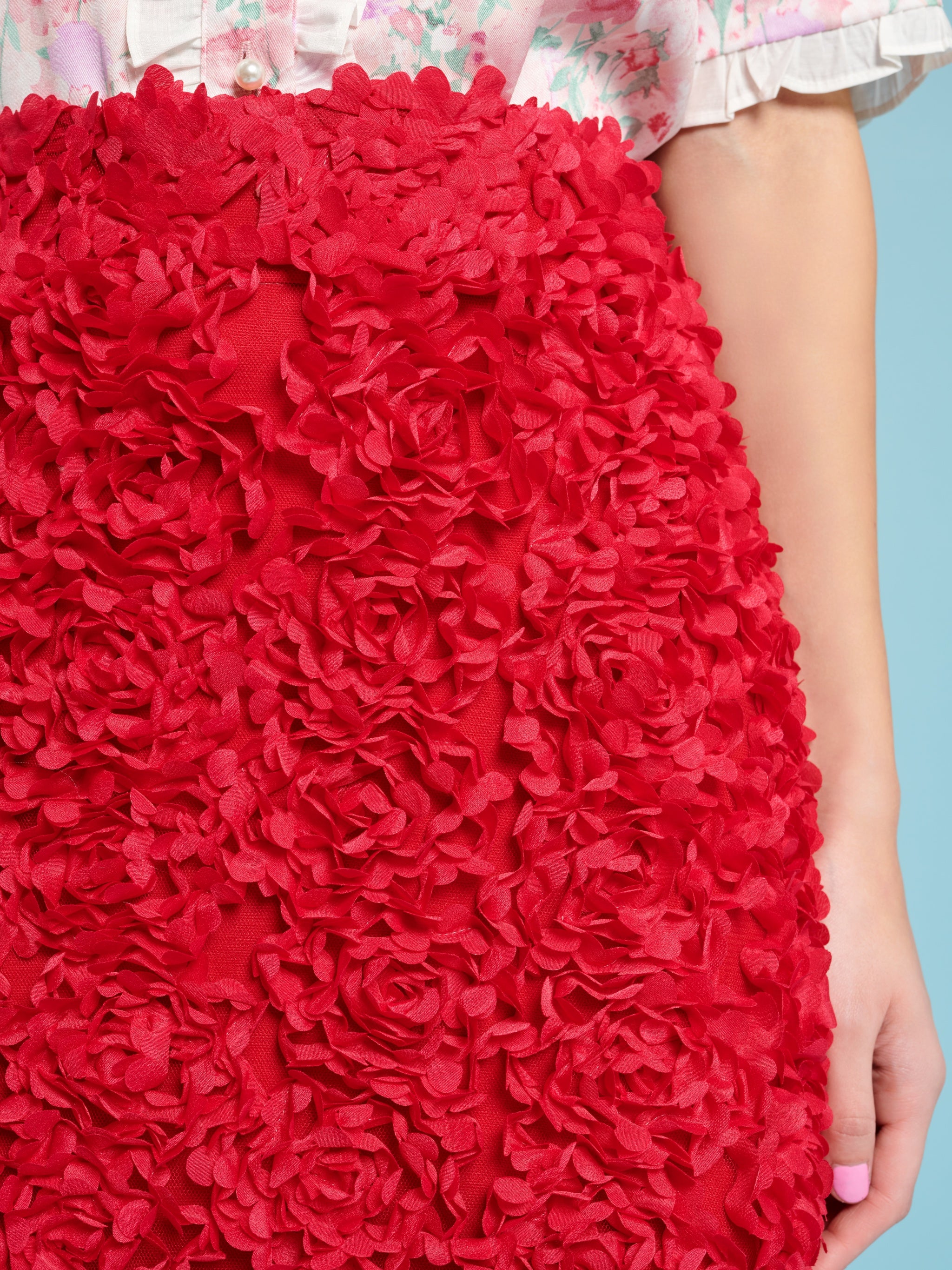 29SJ03SK428RED | Rose Plume Mini Skirt | Color:Red【SISTER JANE_シスタージェーン】【archive】
