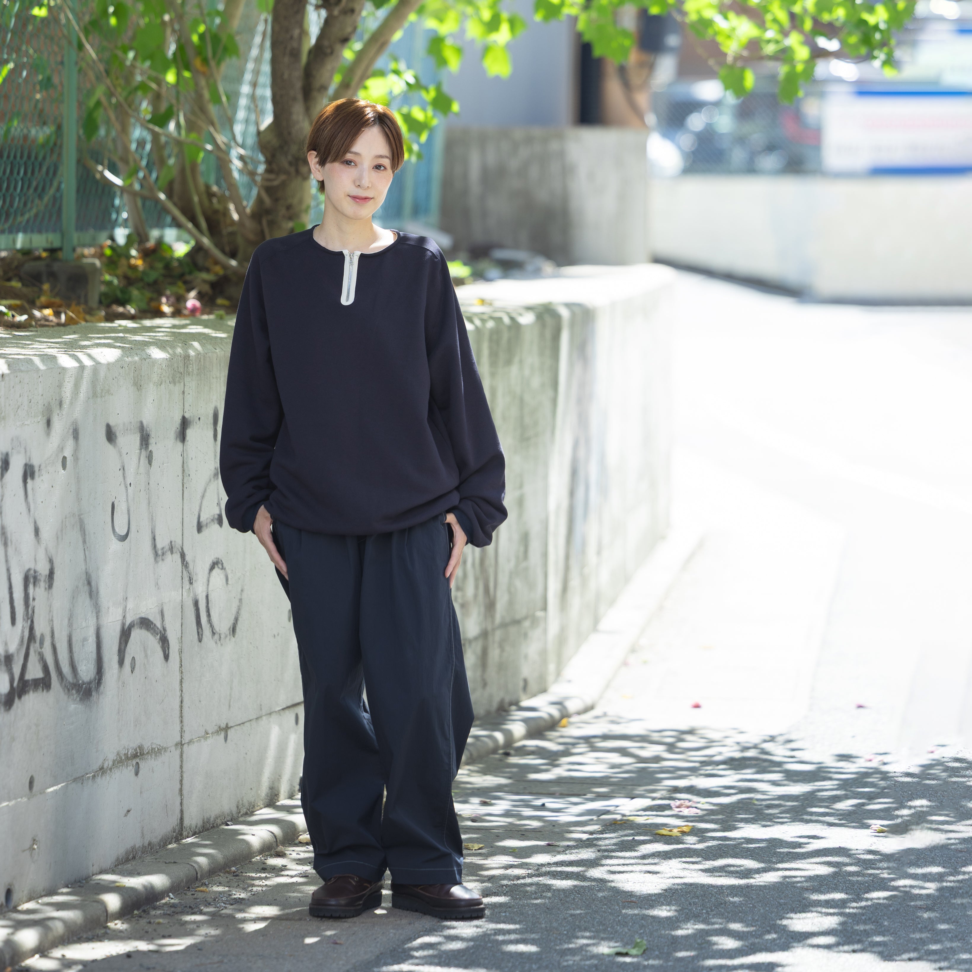 HALF ZIP SWEAT SHIRT | Color_Navy | No_STN-01_Navy【CATTA_カッタ】【入荷予定アイテム・入荷連絡可能】