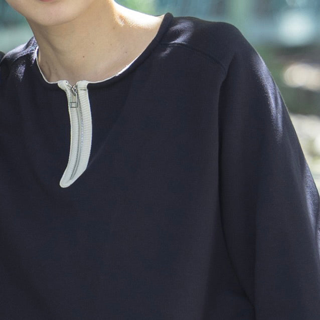HALF ZIP SWEAT SHIRT | Color_Navy | No_STN-01_Navy【CATTA_カッタ】【入荷予定アイテム・入荷連絡可能】