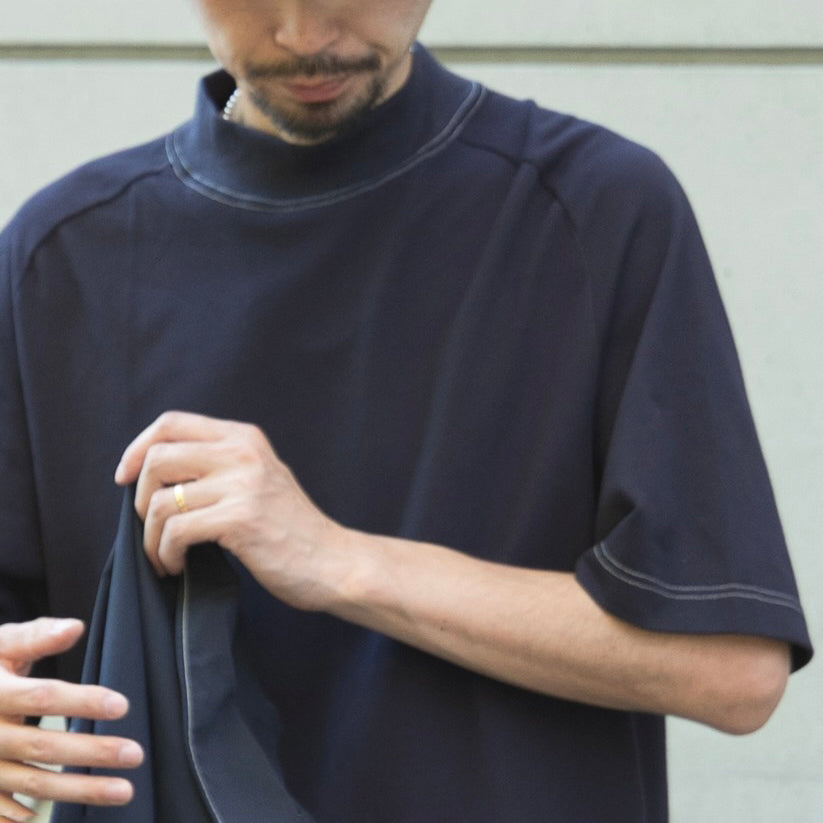 MOCK NECK SHORT SLEEVE TEE | Color_Navy | No_STN-02_Navy【CATTA_カッタ】【入荷予定アイテム・入荷連絡可能】