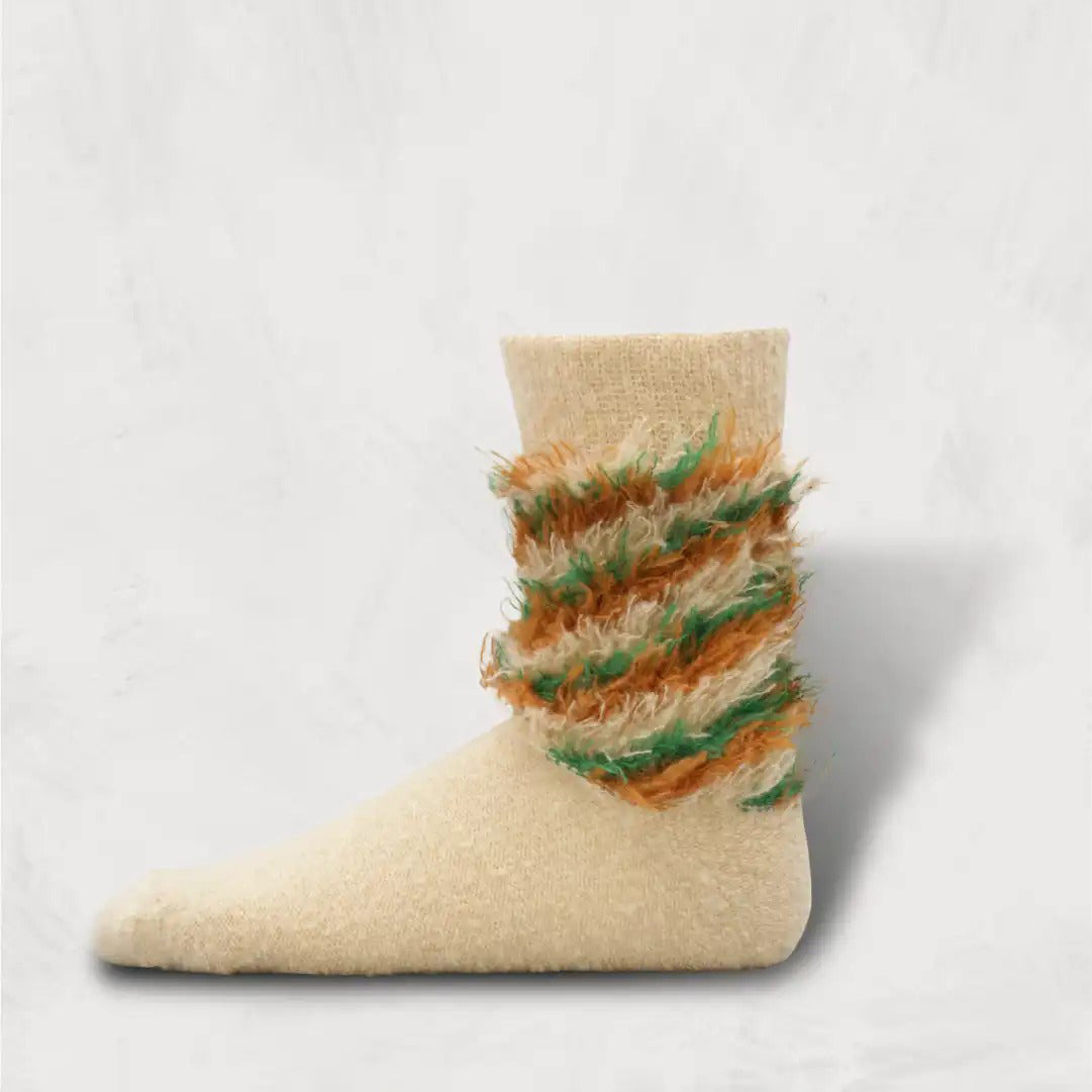 Multi-Color Shaggy Socks | Color:Ecru/Black/Olive/Beige SW-27【DECKA QUALITY SOCKS_デカクオリティソックス】【SHOWATABÉ】【ネコポス選択可能】