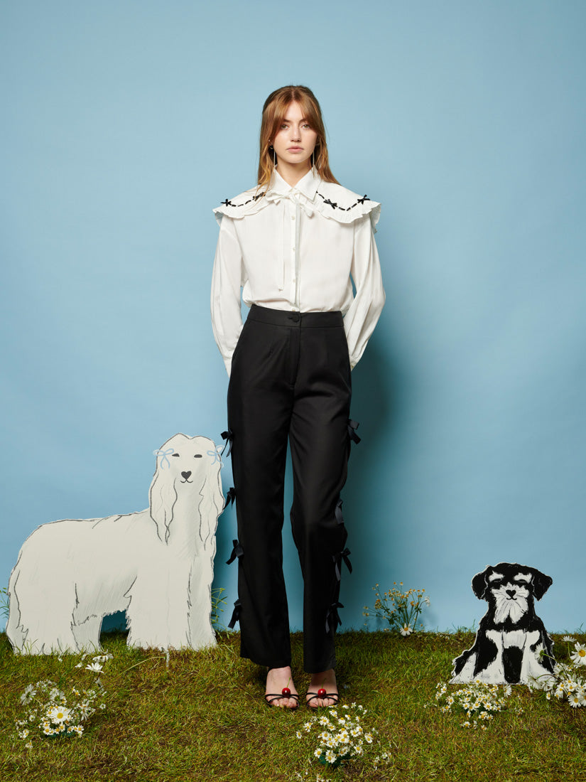 29SJ05TR212BLK | Sandy Bow Trousers | 【SISTER JANE_シスタージェーン】【archive】