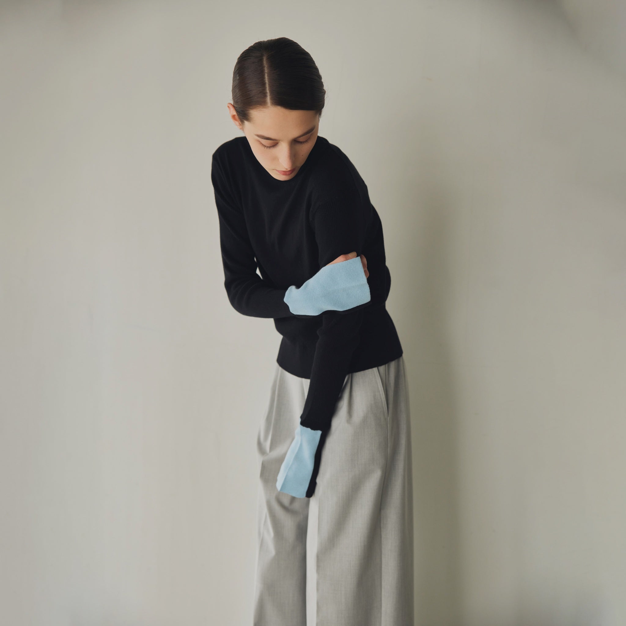 Color Block Knit – Black | WHYTO