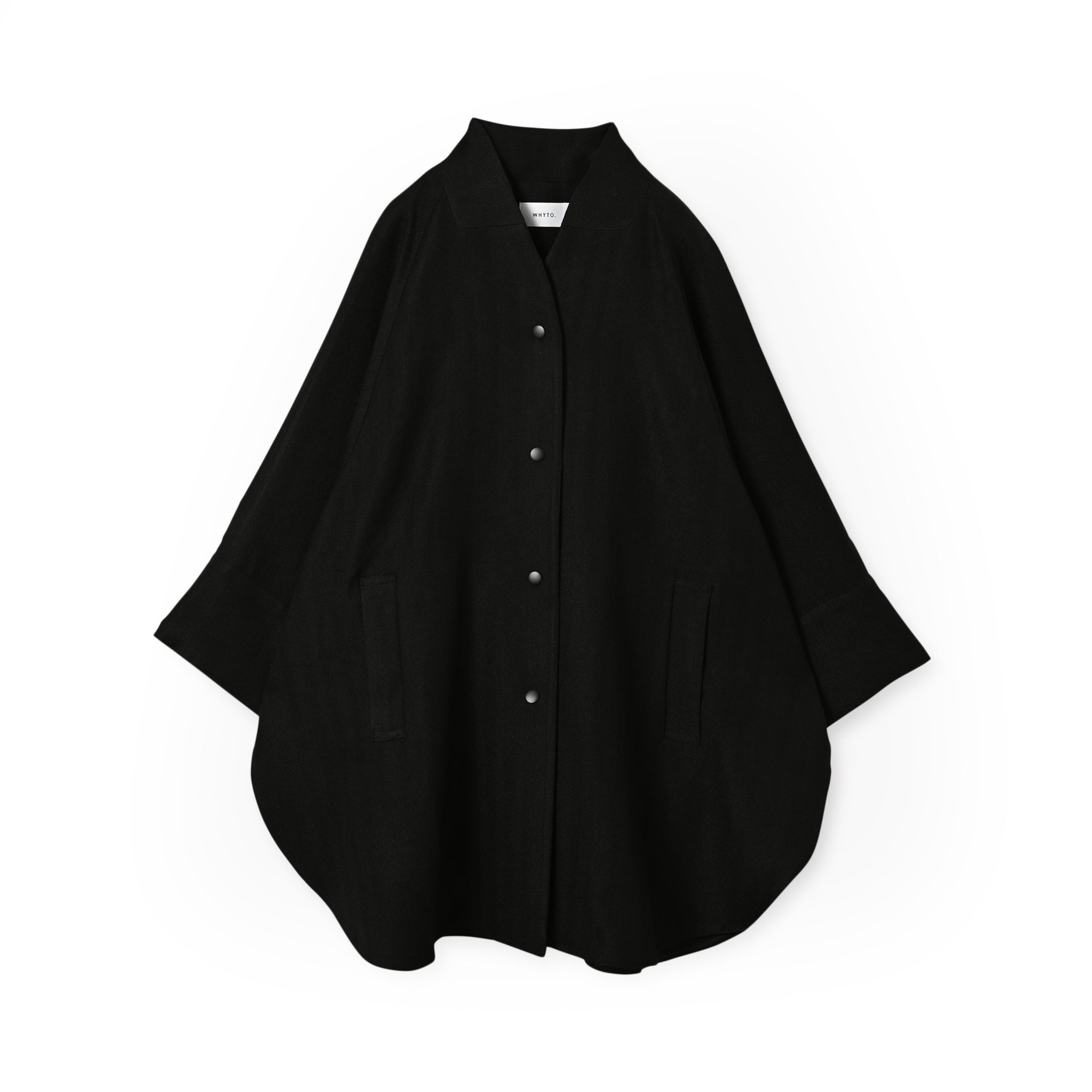 round cape jacket | Color_Black | No_wht25fjk4047_bk【WHYTO_ホワイト】【入荷予定アイテム・入荷連絡可能】
