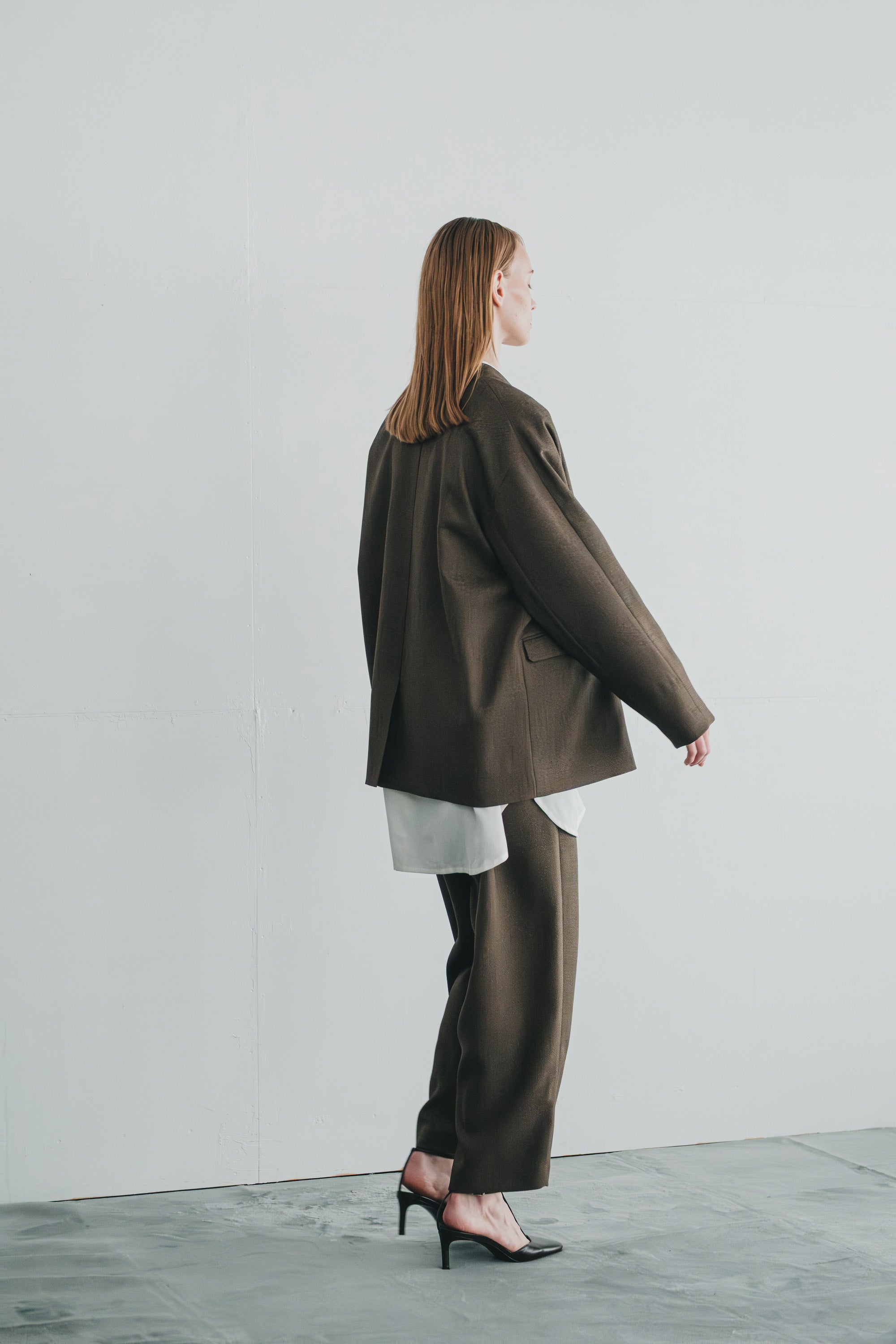 chic tweed over jacket | Color_Brown | No_wht25fjk4049_br【WHYTO_ホワイト】【入荷予定アイテム・入荷連絡可能】