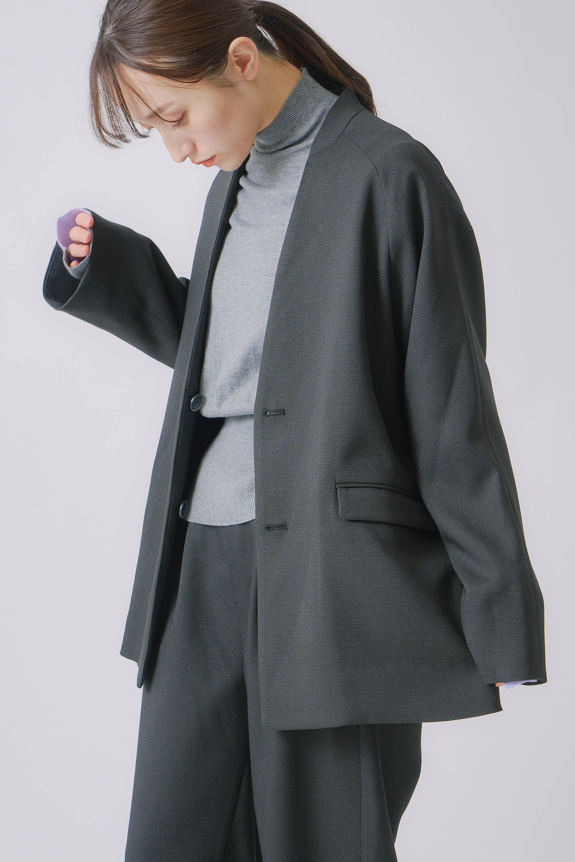 chic tweed over jacket | Color_Black | No_wht25fjk4049_bk【WHYTO_ホワイト】