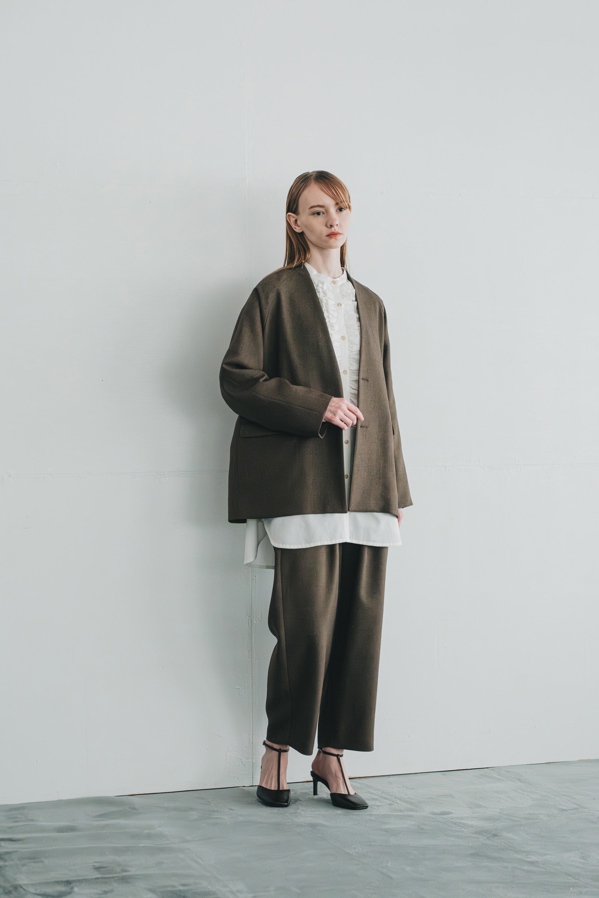 chic tweed over jacket | Color_Brown | No_wht25fjk4049_br【WHYTO_ホワイト】【入荷予定アイテム・入荷連絡可能】