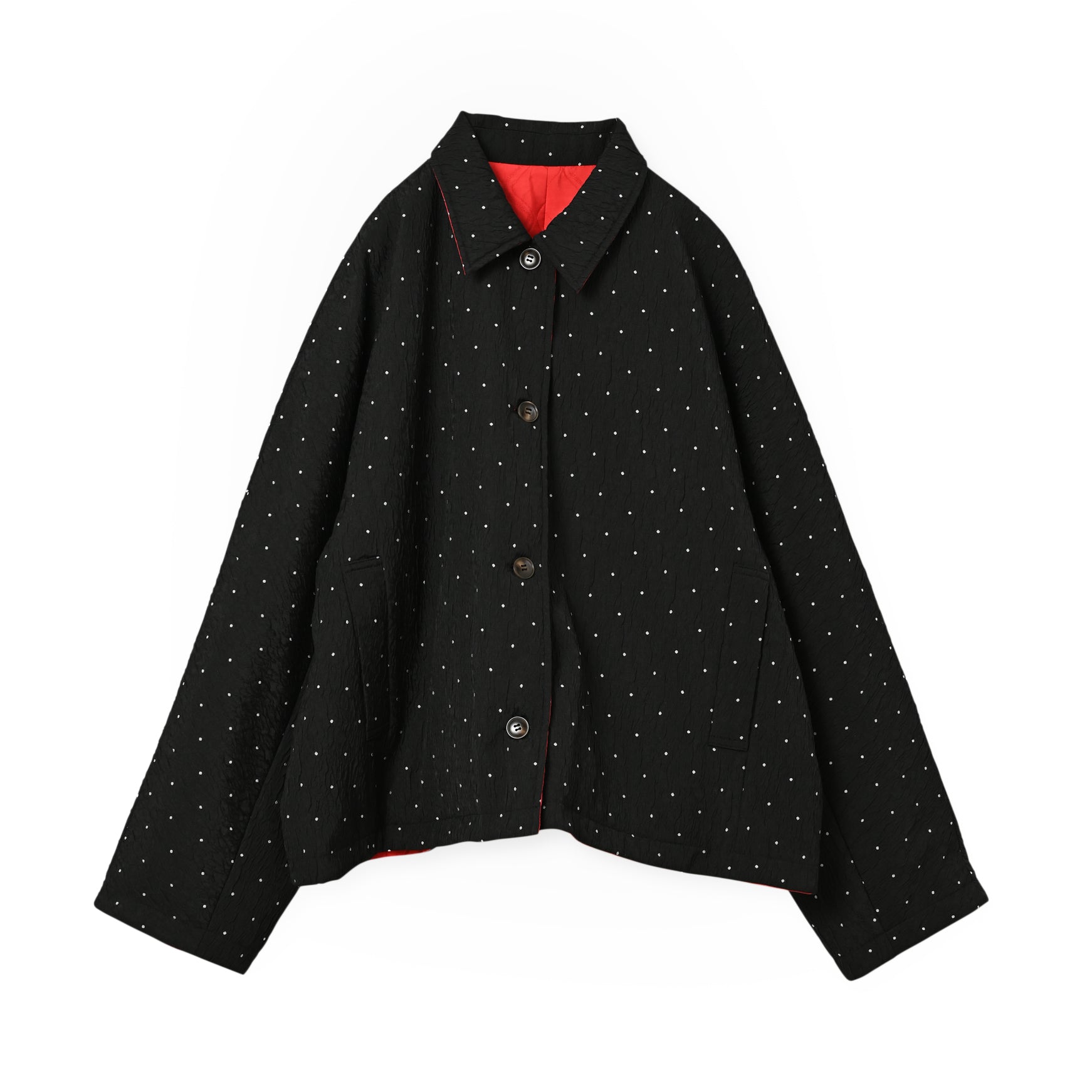 dot reversible quilt jacket | Color_Black | No_wht25fjk4051_bk【WHYTO_ホワイト】