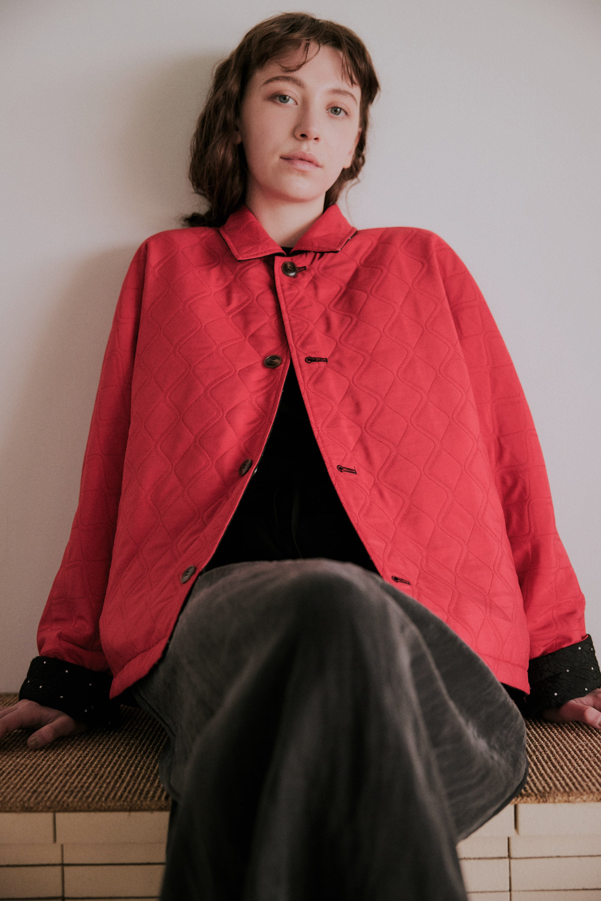 dot reversible quilt jacket | Color_Black | No_wht25fjk4051_bk【WHYTO_ホワイト】