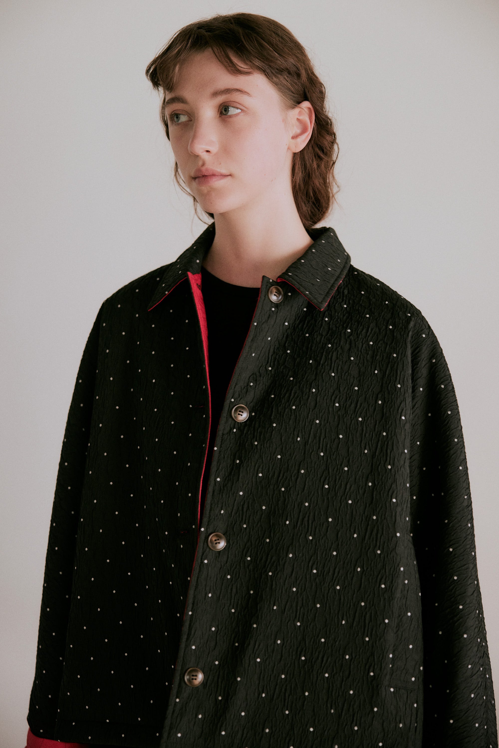 dot reversible quilt jacket | Color_Black | No_wht25fjk4051_bk【WHYTO_ホワイト】