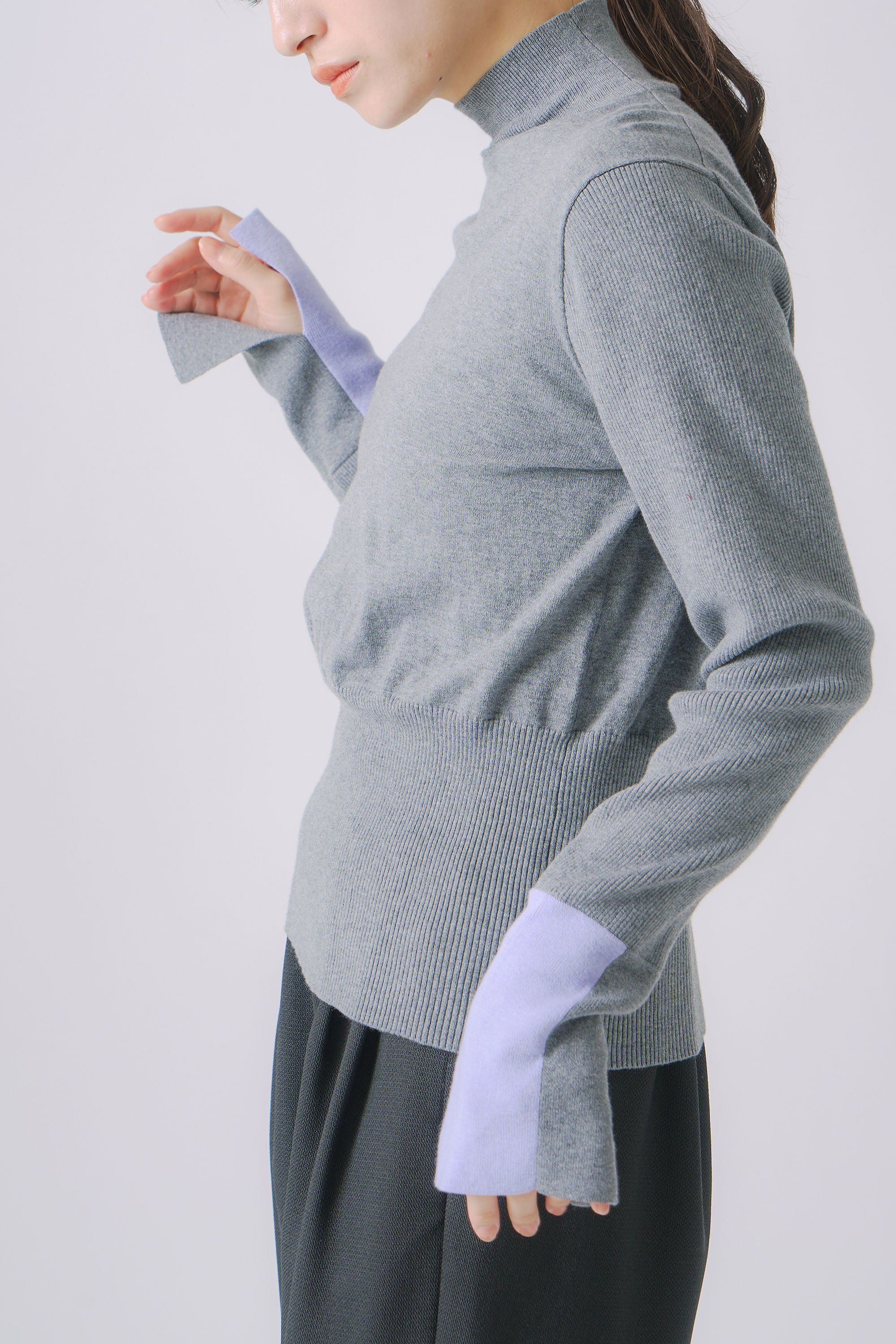 color block knit | Color_Gray | No_wht25fkn4039_gy【WHYTO_ホワイト】