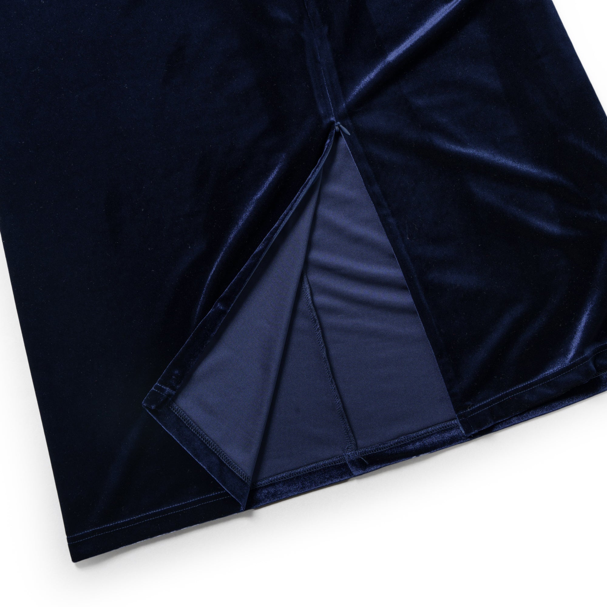 v slit velour dress | Color_Navy | No_wht25fop4072_navy【WHYTO_ホワイト】【入荷予定アイテム・入荷連絡可能】