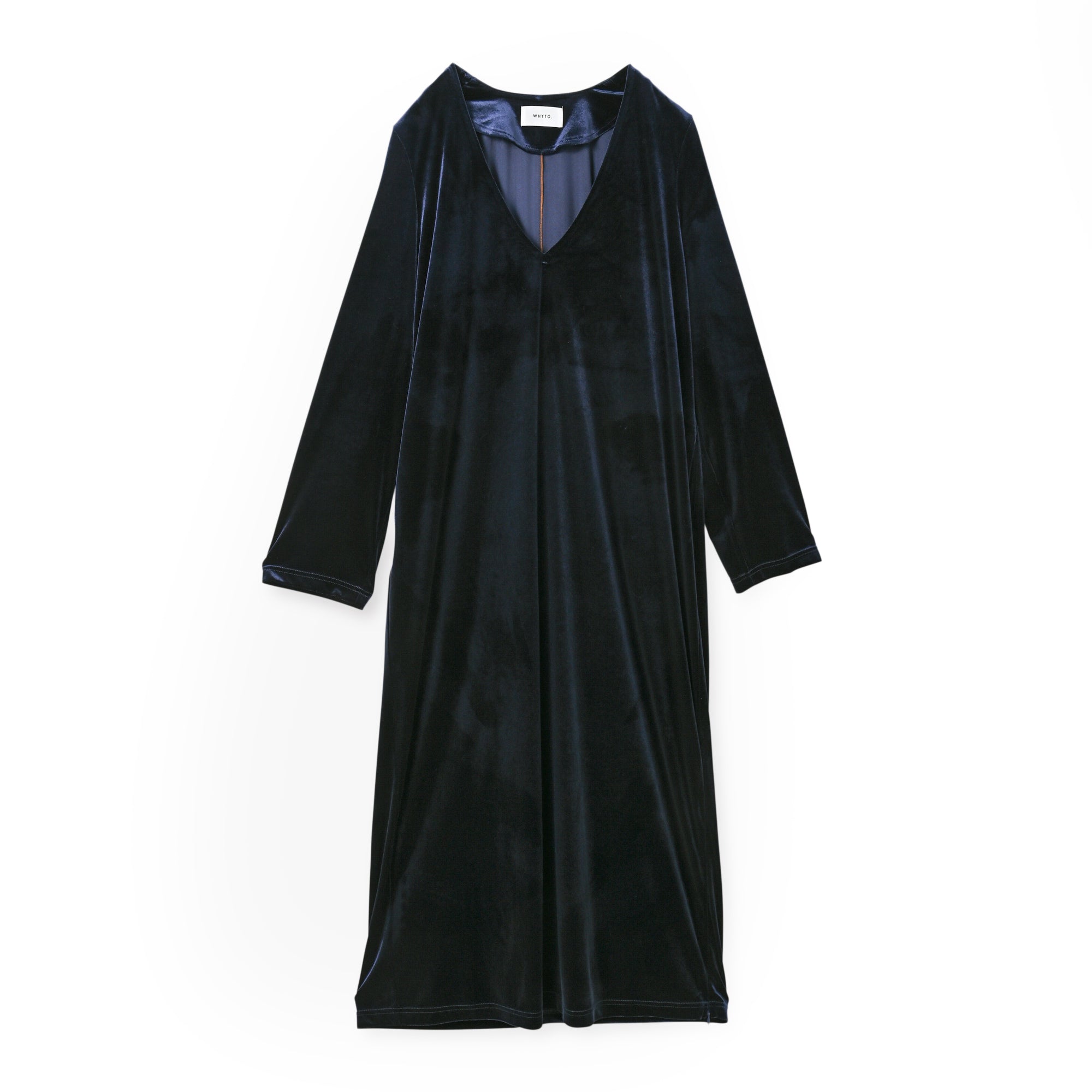 v slit velour dress | Color_Navy | No_wht25fop4072_navy【WHYTO_ホワイト】【入荷予定アイテム・入荷連絡可能】