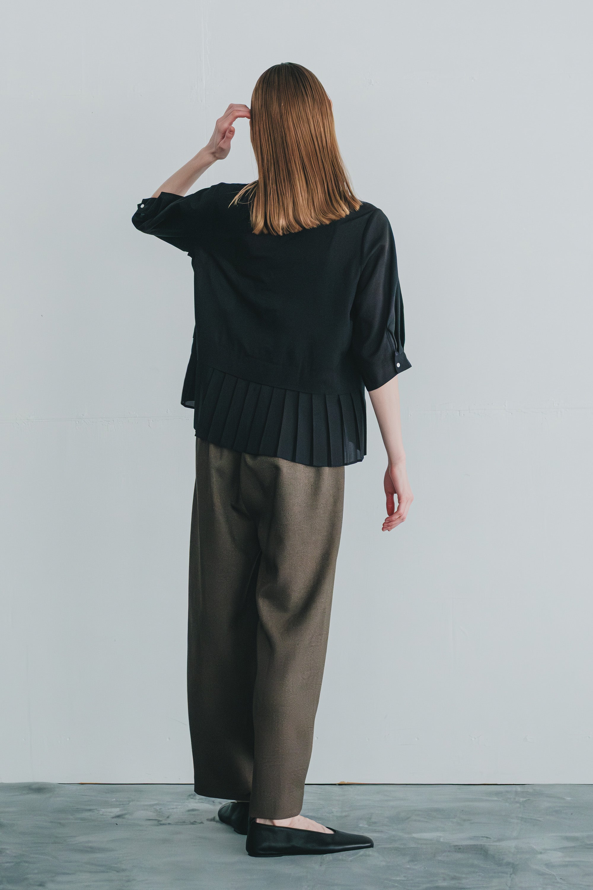 chic tweed round trouser | Color_Brown | No_wht25fpt4057_br【WHYTO_ホワイト】