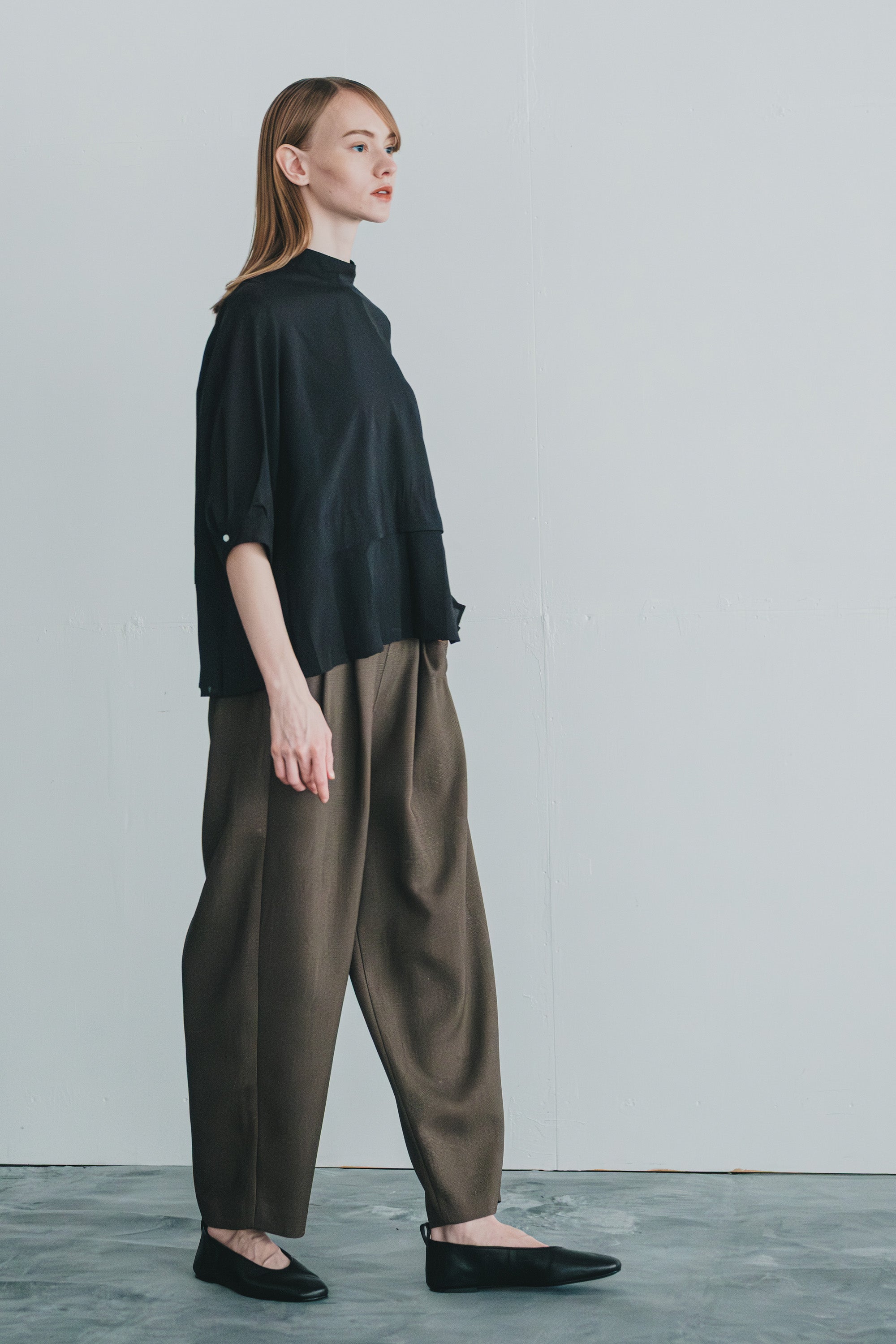 chic tweed round trouser | Color_Brown | No_wht25fpt4057_br【WHYTO_ホワイト】