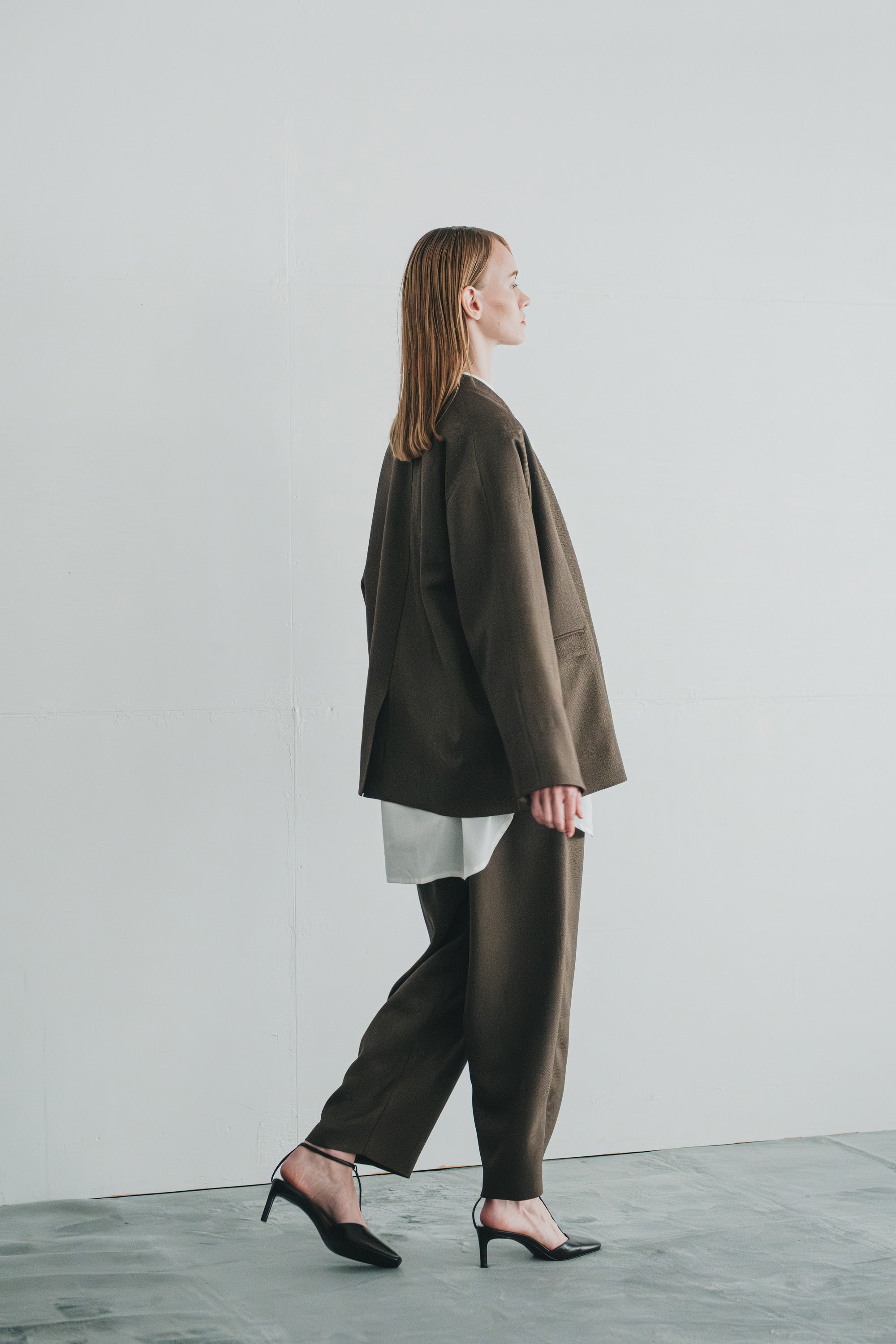 chic tweed round trouser | Color_Brown | No_wht25fpt4057_br【WHYTO_ホワイト】