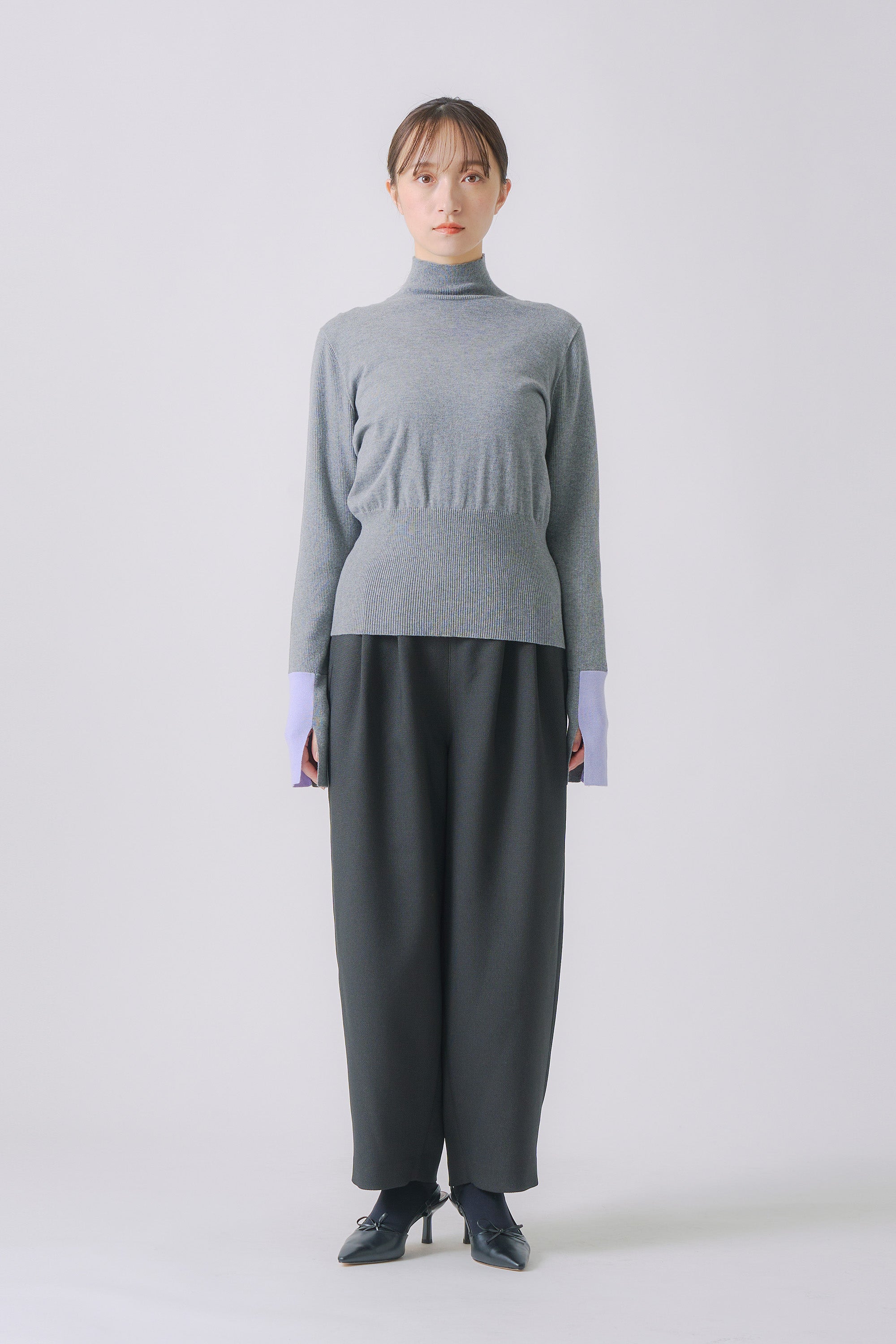 chic tweed round trouser | Color_Black | No_wht25fpt4057_bk【WHYTO_ホワイト】【入荷予定アイテム・入荷連絡可能】
