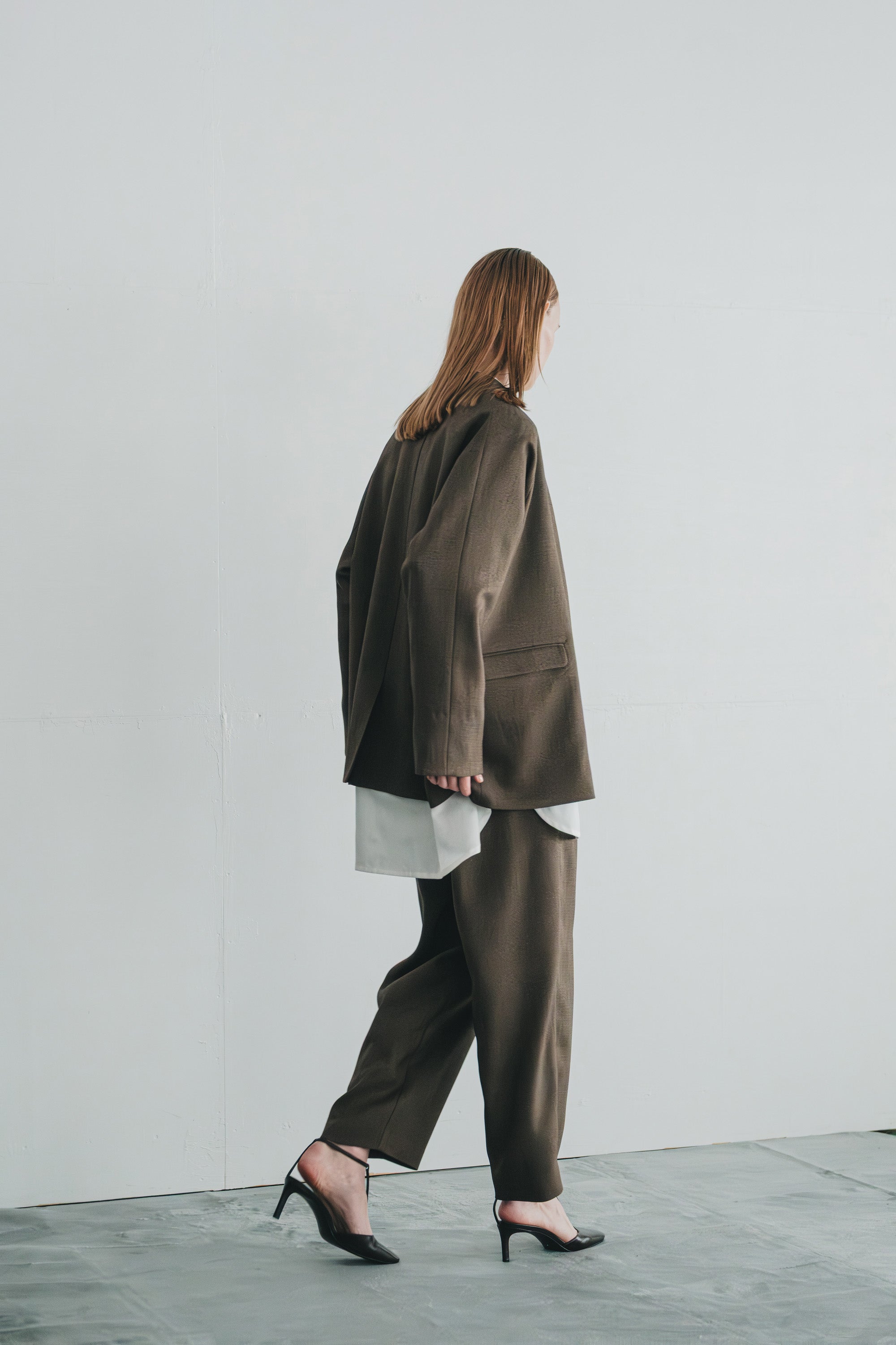 chic tweed round trouser | Color_Brown | No_wht25fpt4057_br【WHYTO_ホワイト】