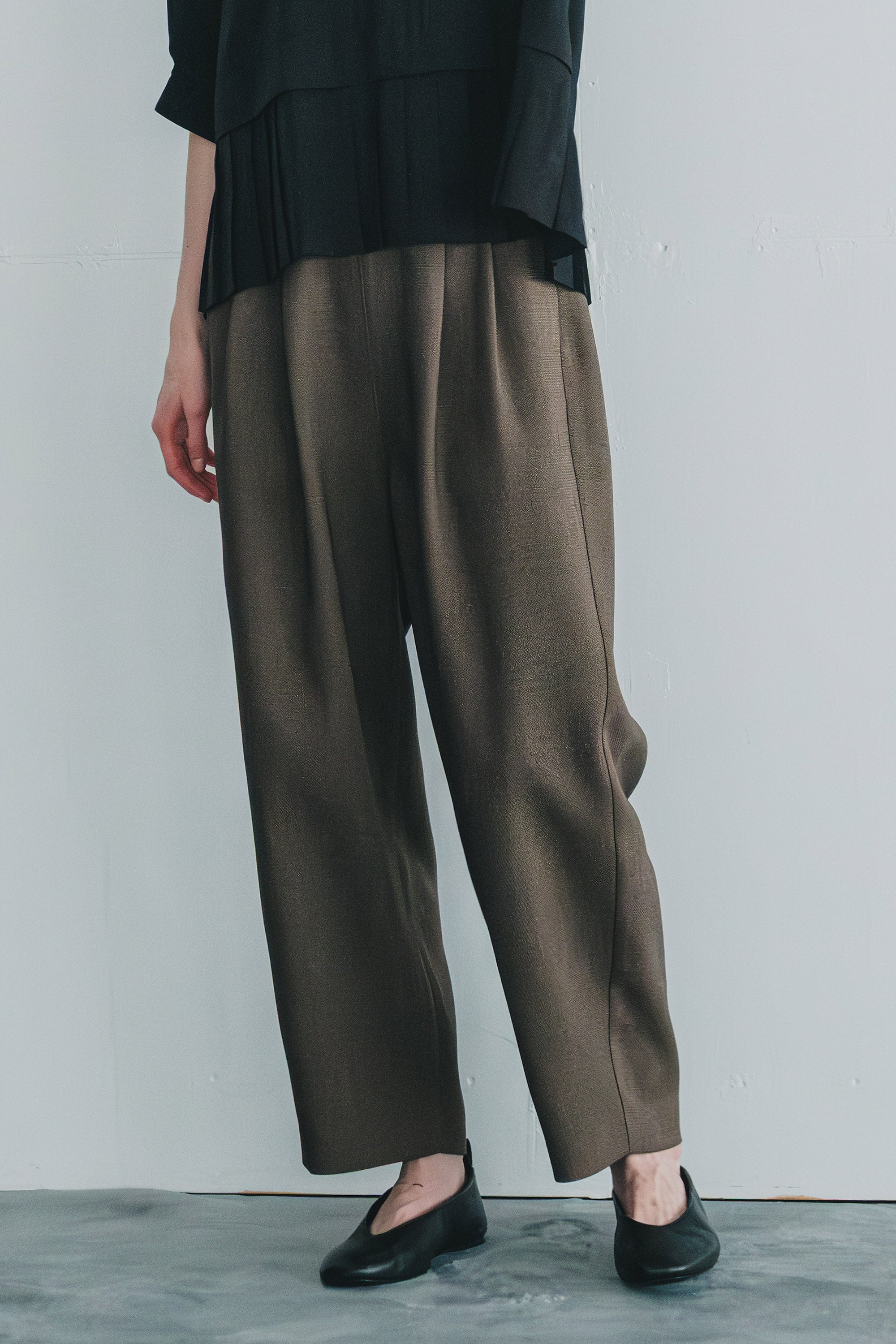 chic tweed round trouser | Color_Brown | No_wht25fpt4057_br【WHYTO_ホワイト】