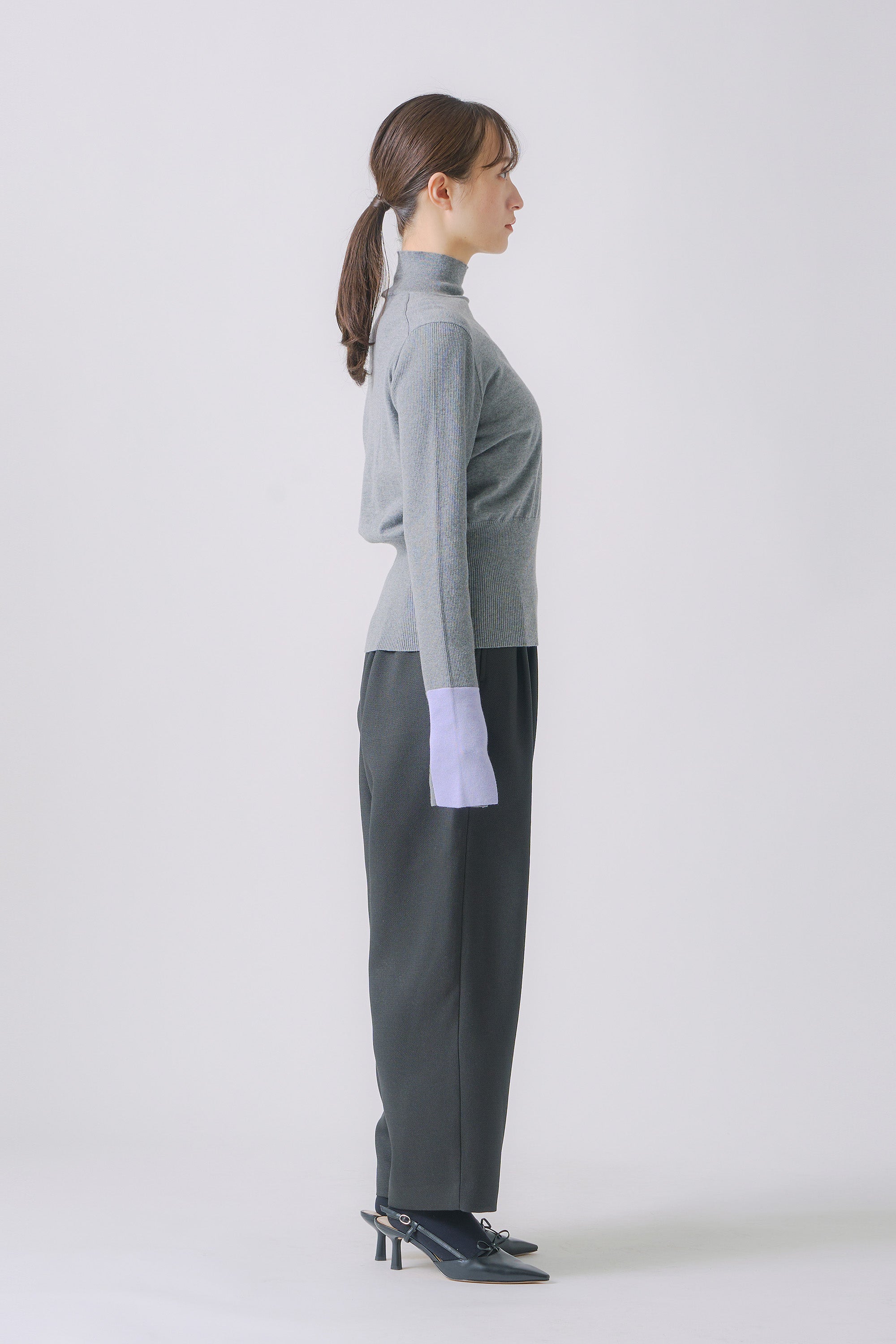 chic tweed round trouser | Color_Black | No_wht25fpt4057_bk【WHYTO_ホワイト】【入荷予定アイテム・入荷連絡可能】