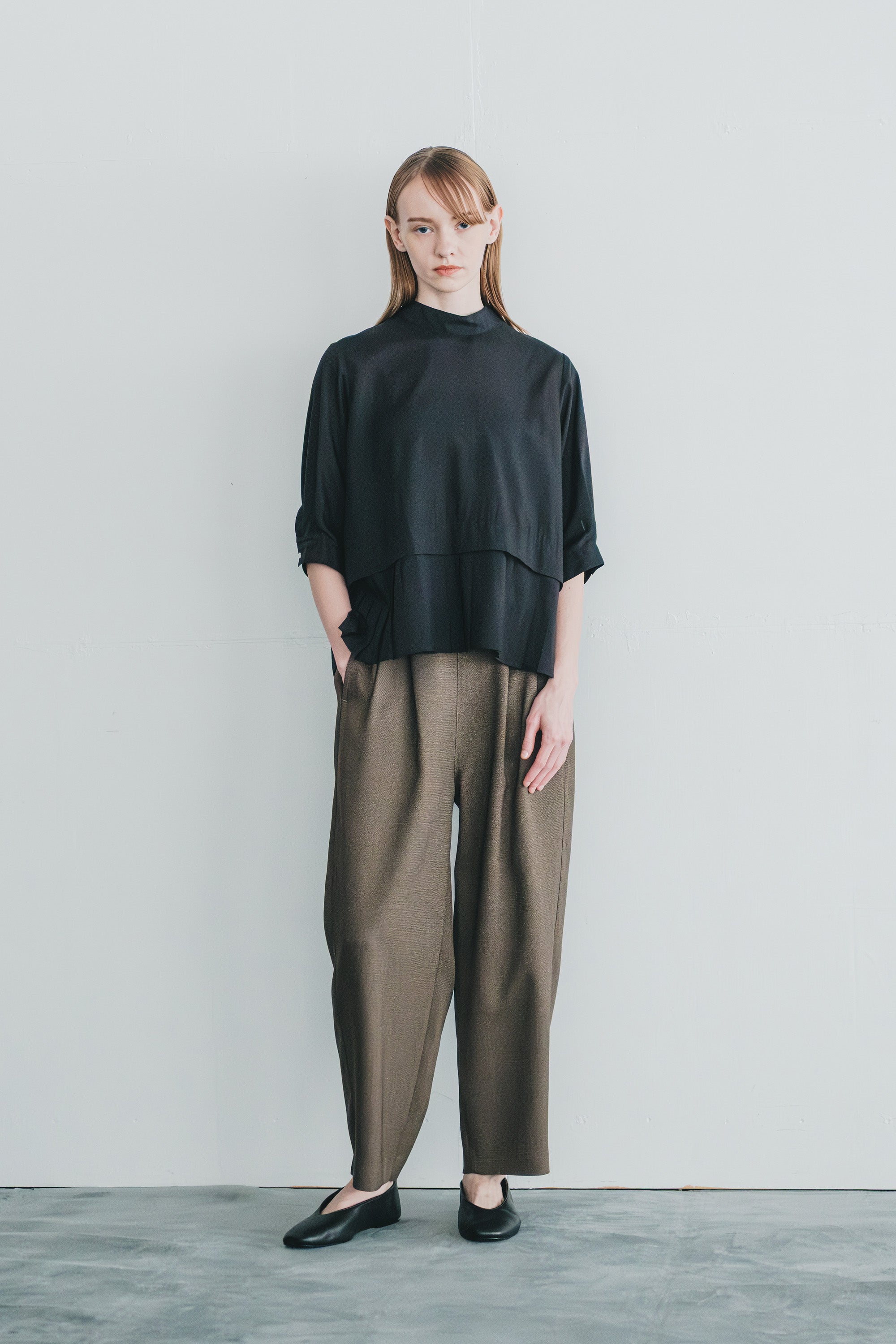 chic tweed round trouser | Color_Brown | No_wht25fpt4057_br【WHYTO_ホワイト】