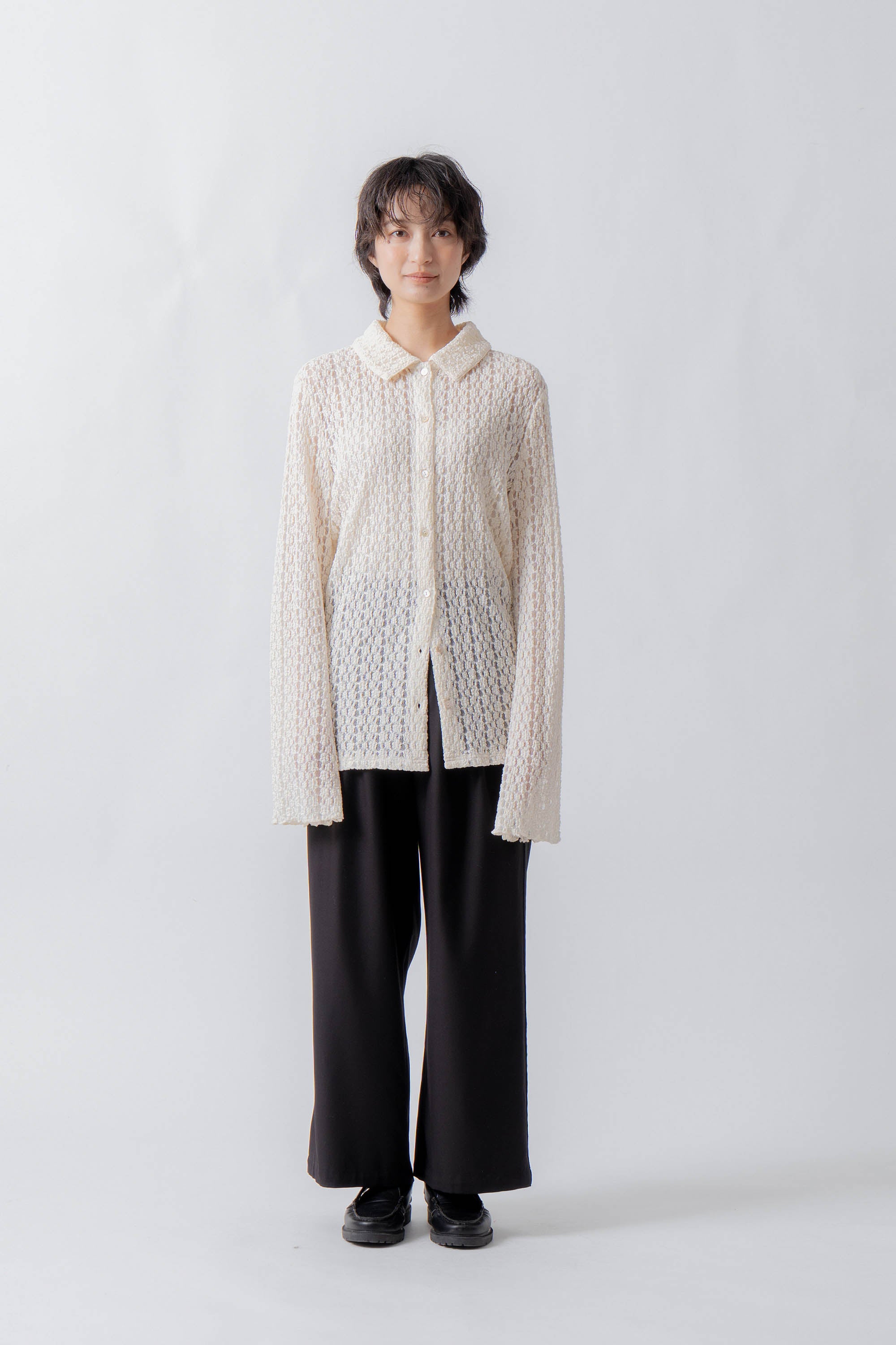 lace button shirt – Ecru | WHYTO | 入荷予定アイテム