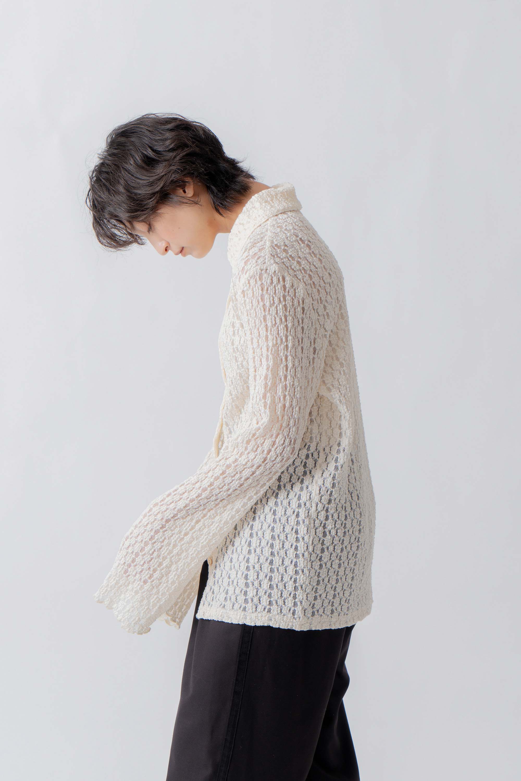 lace button shirt – Ecru | WHYTO | 入荷予定アイテム
