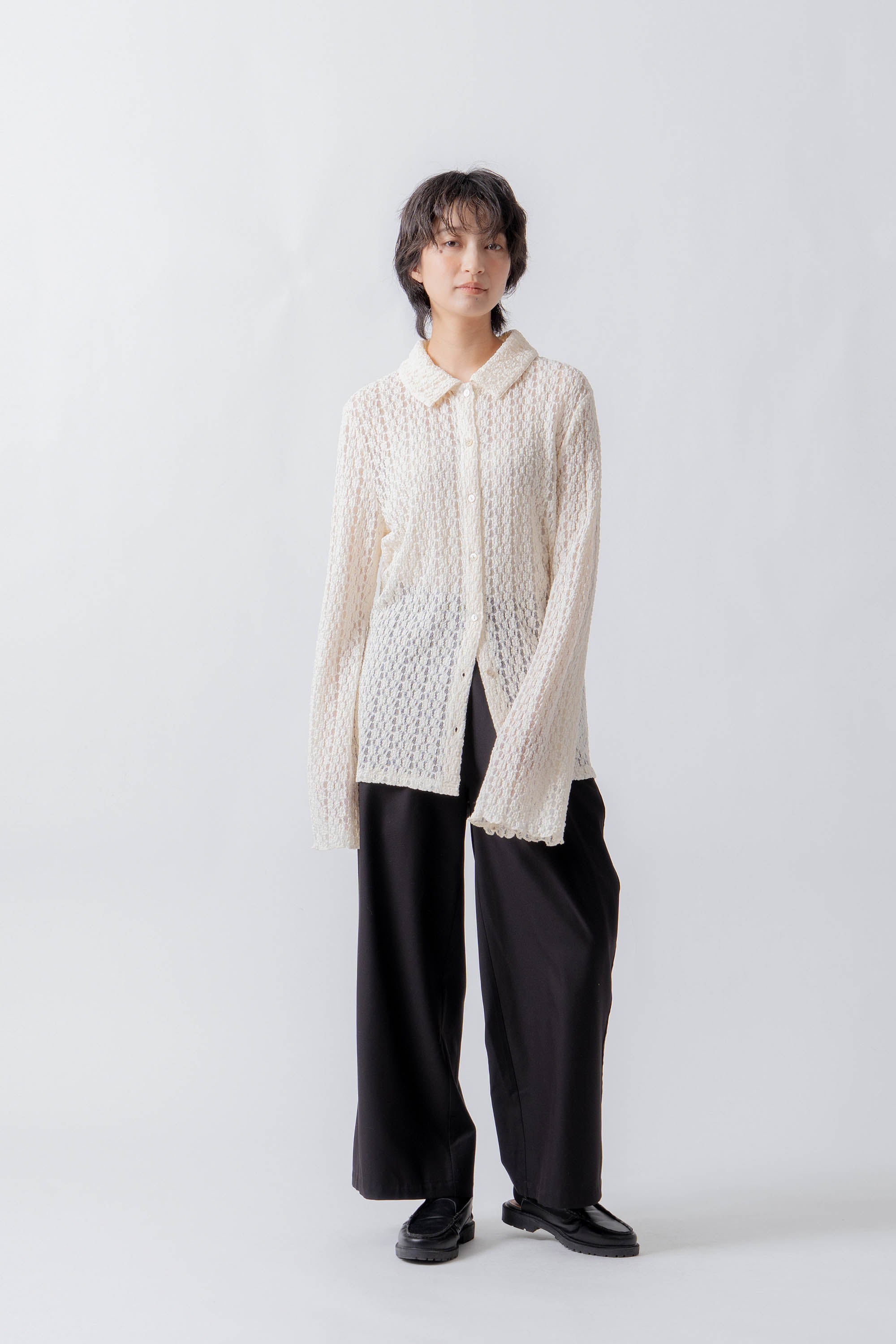 lace button shirt – Ecru | WHYTO | 入荷予定アイテム