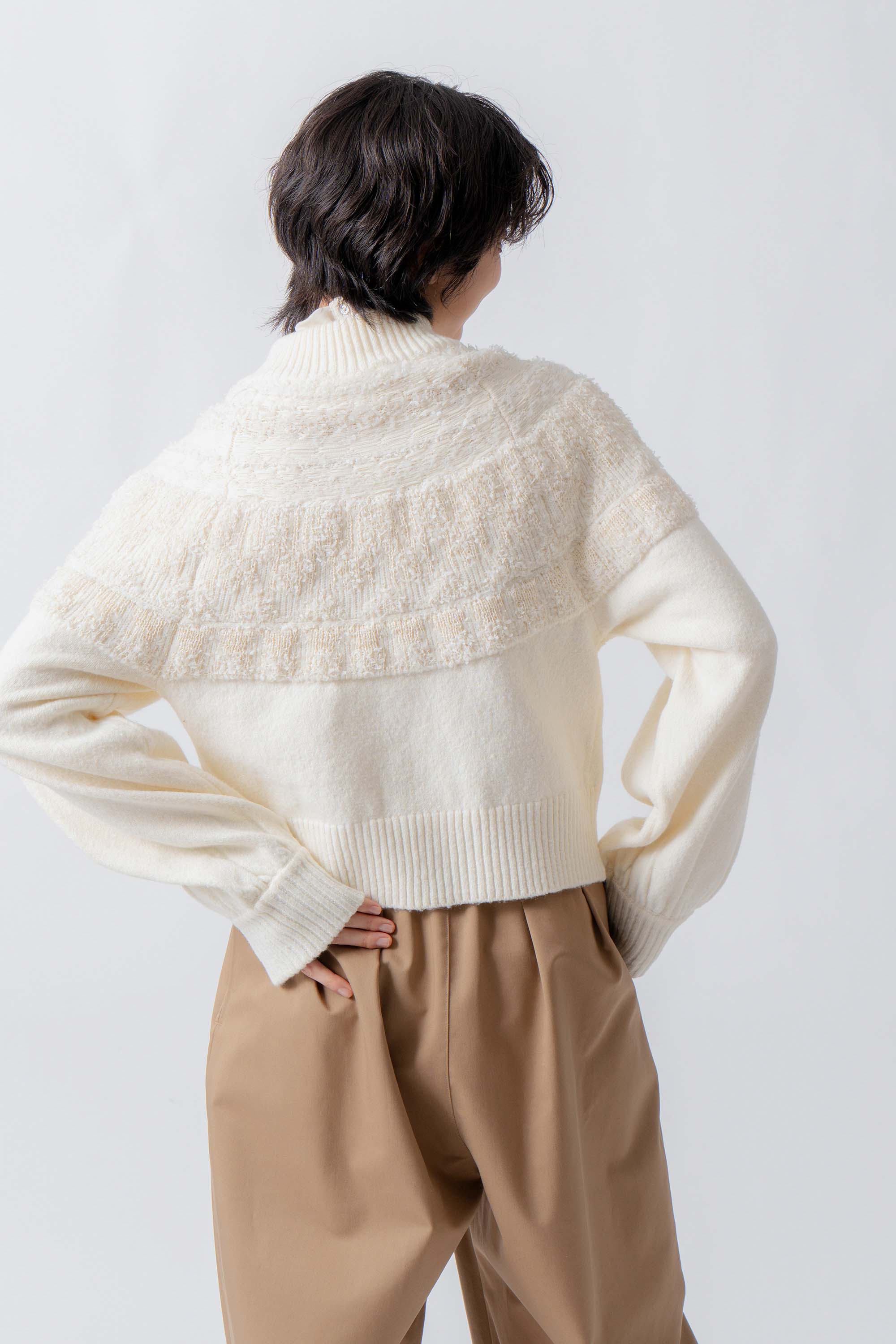 nordic pattern knit zip cardigan – Cream | WHYTO | 入荷予定アイテム