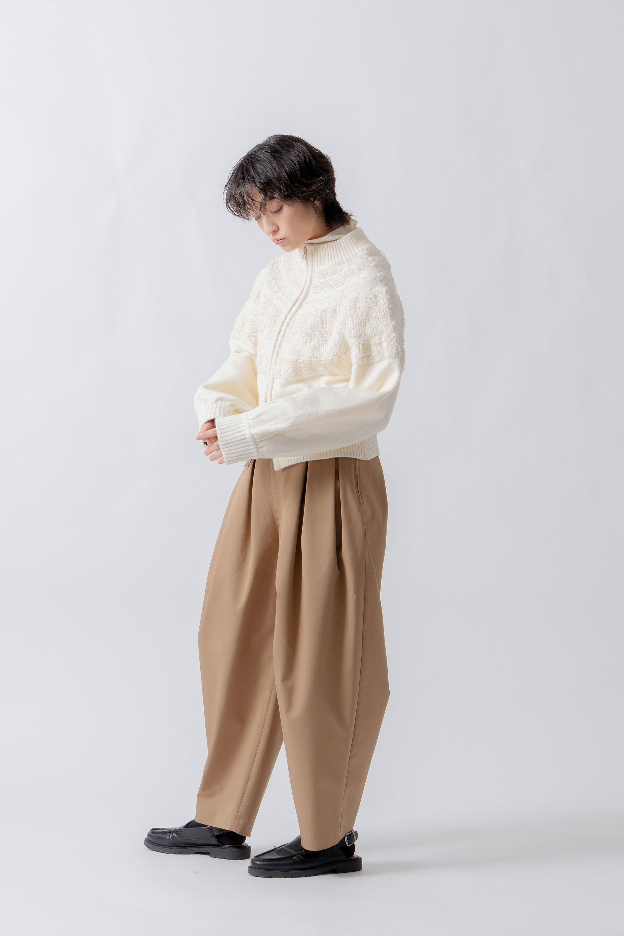 nordic pattern knit zip cardigan – Cream | WHYTO | 入荷予定アイテム