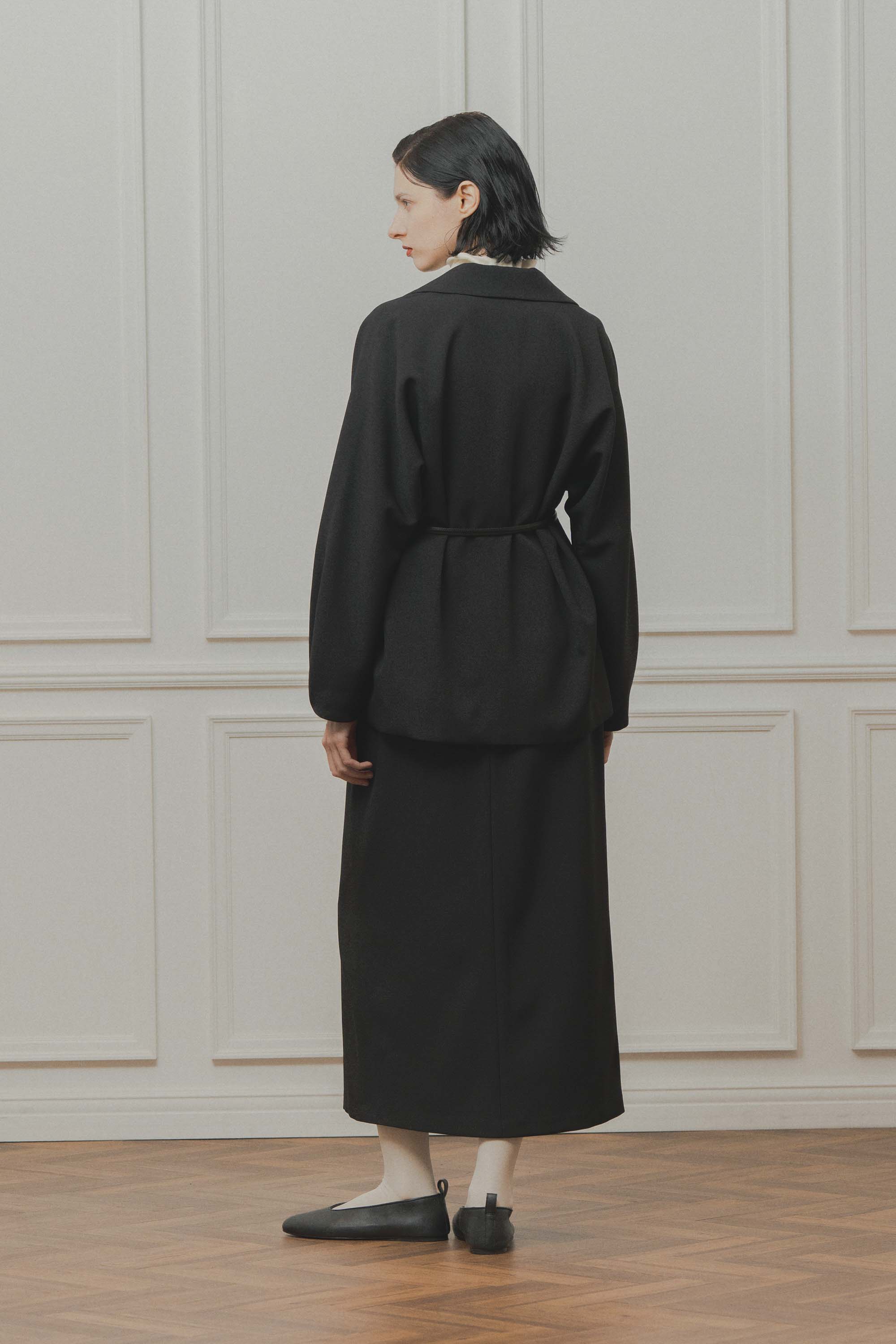 asymmetry tuck skirt – Black | WHYTO | 入荷予定アイテム