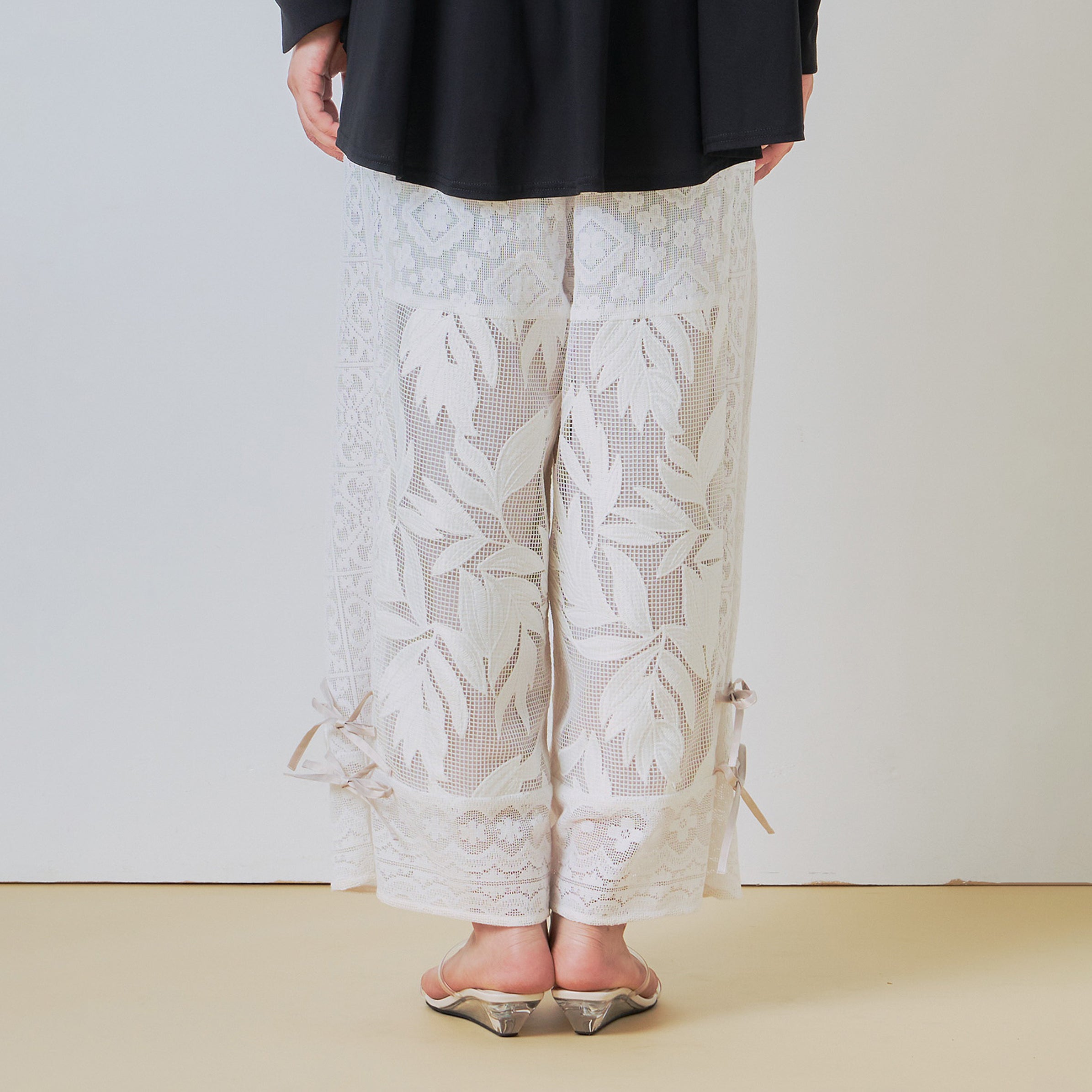 lace combination pants – Off White | WHYTO