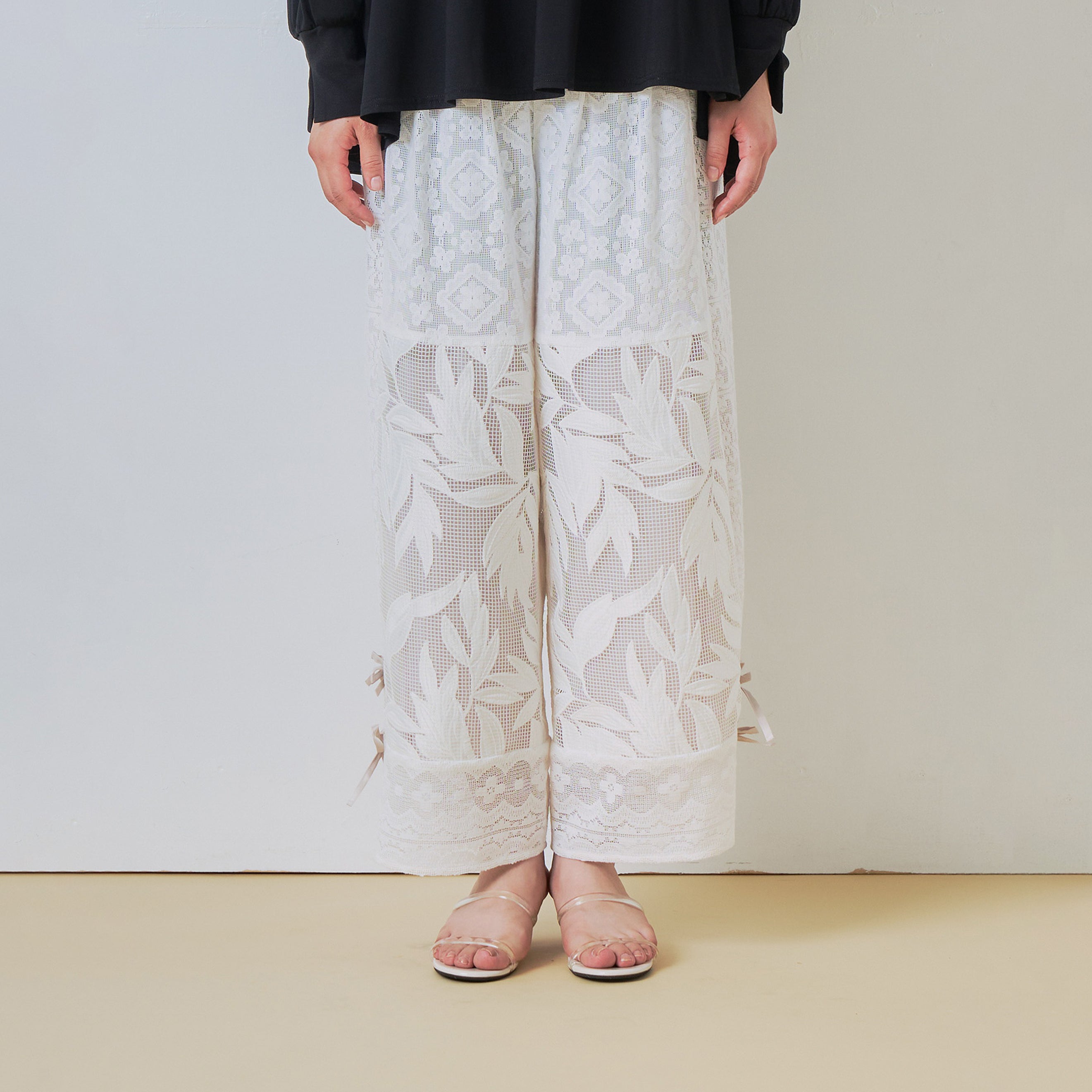 lace combination pants – Off White | WHYTO
