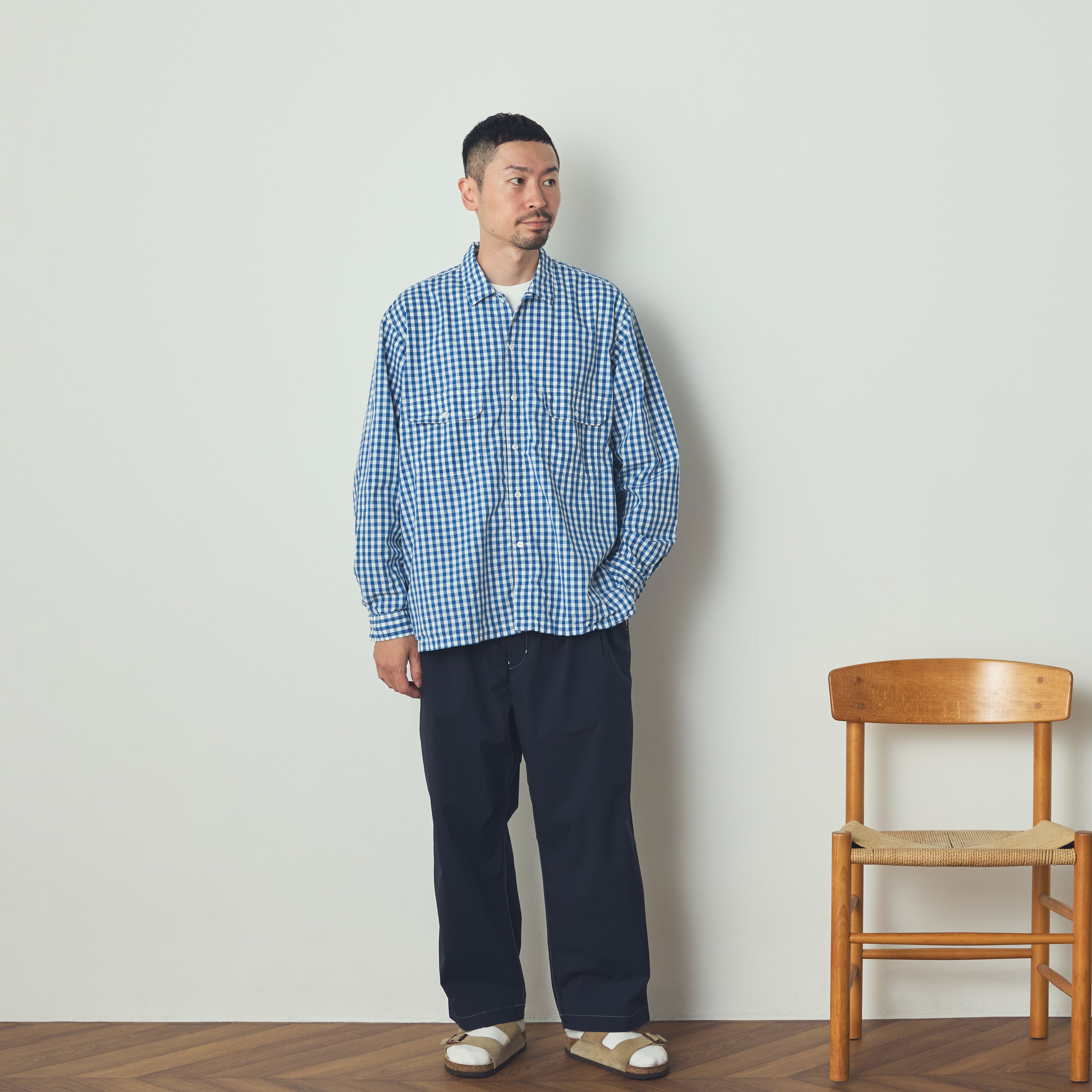 W POCKET SHIRT-GINGHAM | Color_Blue | No_WP-03_Blue【CATTA_カッタ】【入荷予定アイテム・入荷連絡可能】