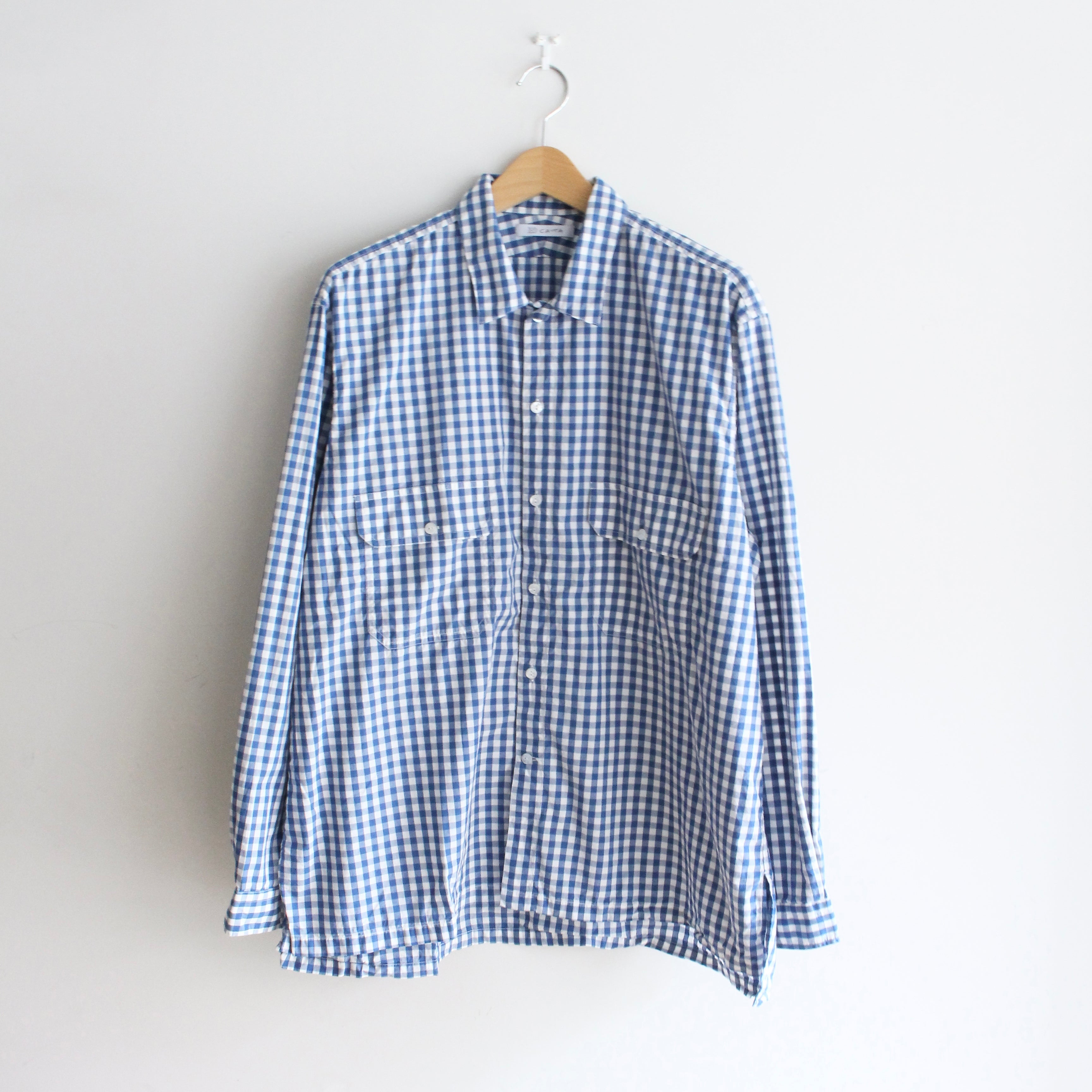 W POCKET SHIRT-GINGHAM – Blue | CATTA SHIRTS