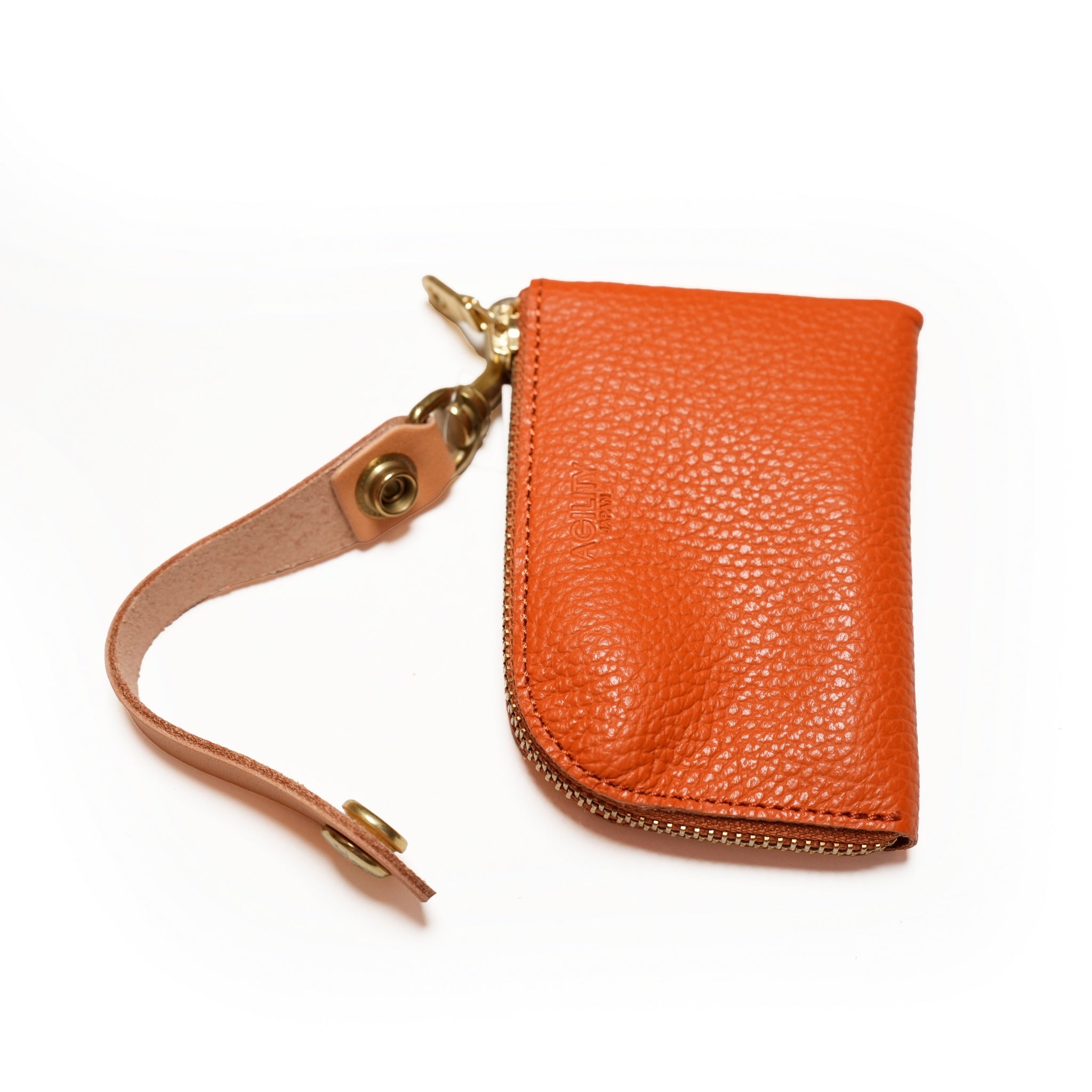 『アルジャン』イタリアンシュリンク/革のコインケース 小銭入れ L字ファスナー | Color_オレンジ/0980-8764【AGILITY】【ネコポス選択可能】