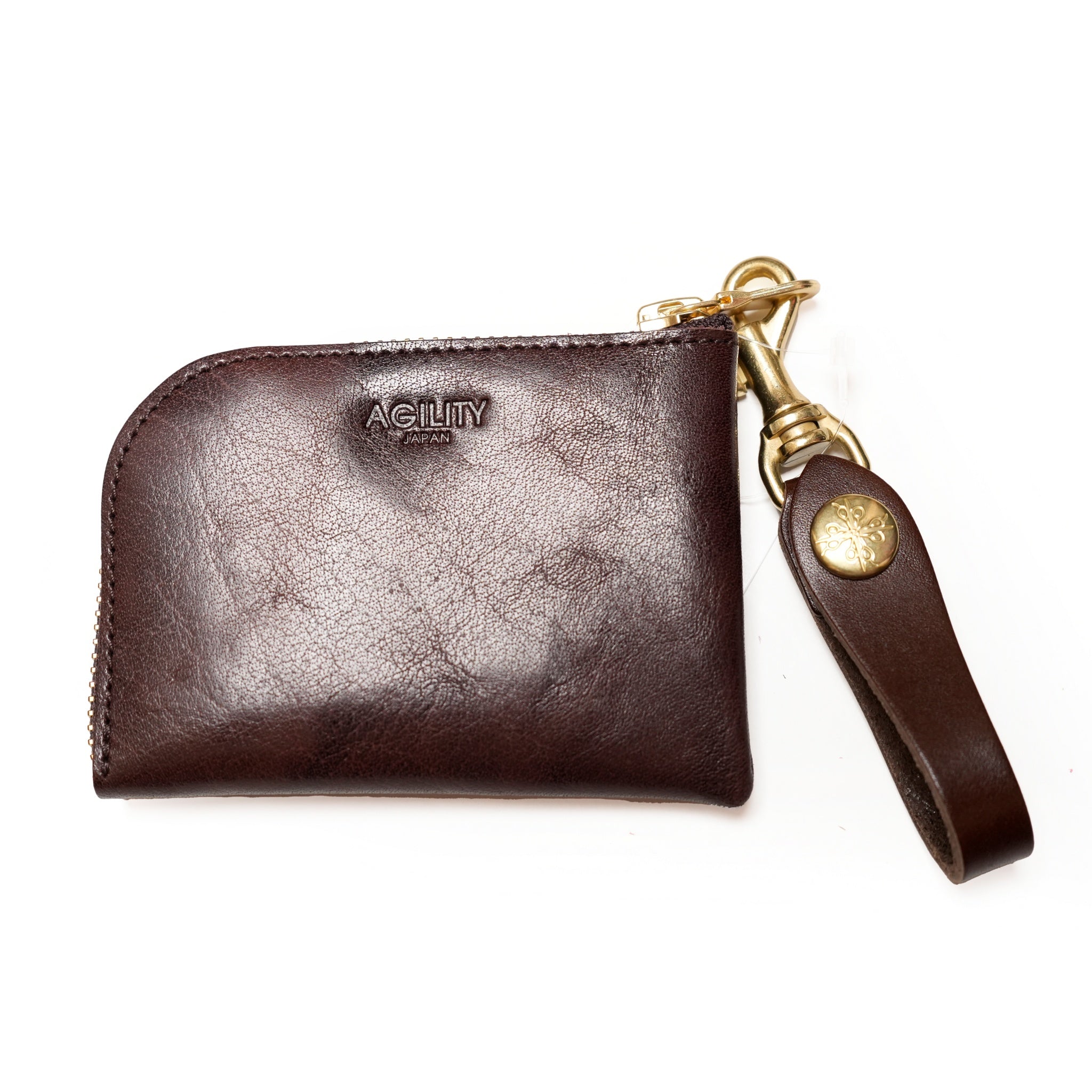 『アルジャン』バッファローレザー/小銭入れ コインケース L字ファスナー ループ付き 日本製 | Color_チョコ/0980-8854【ネコポス選択可能】【AGILITY affa(アジリティアッファ)】
