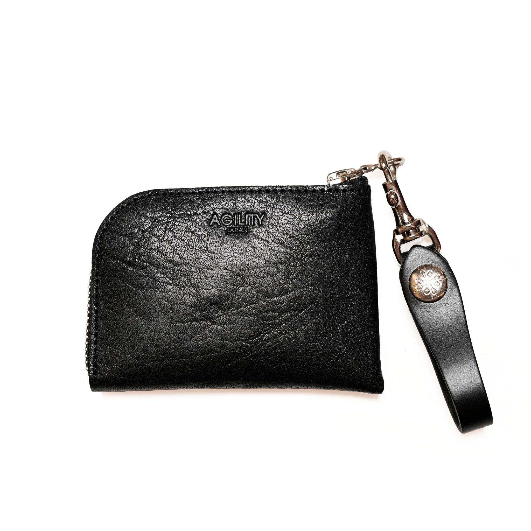 『アルジャン』バッファローレザー/小銭入れ コインケース L字ファスナー ループ付き 日本製 | Color_ブラック/0980-8856【ネコポス選択可能】【AGILITY affa(アジリティアッファ)】