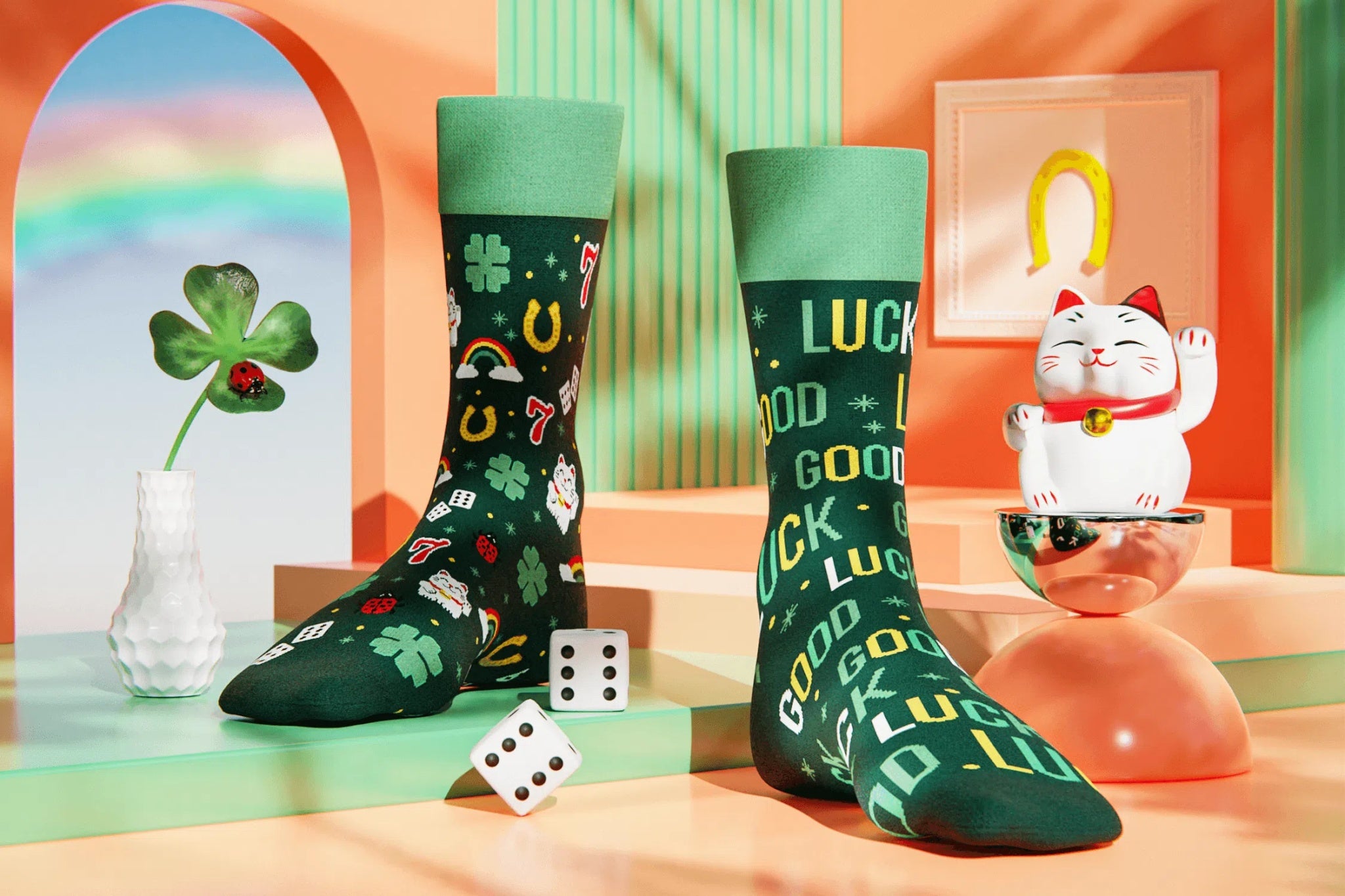 many mornings reguler socks / Good Luck 【many mornings メニ―モーニングス】【ネコポス選択可能】