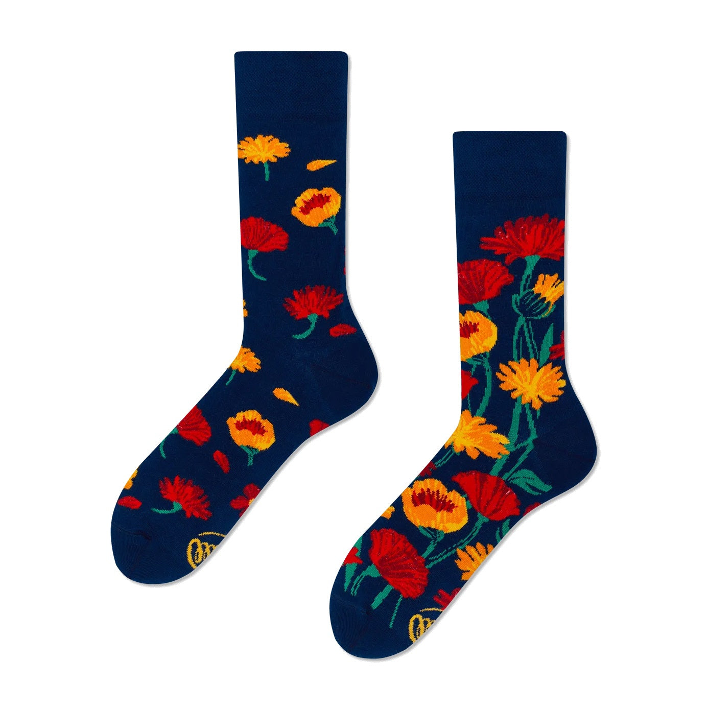 reguler socks / Flower Power Navy 【many mornings メニ―モーニングス】【ネコポス選択可能】
