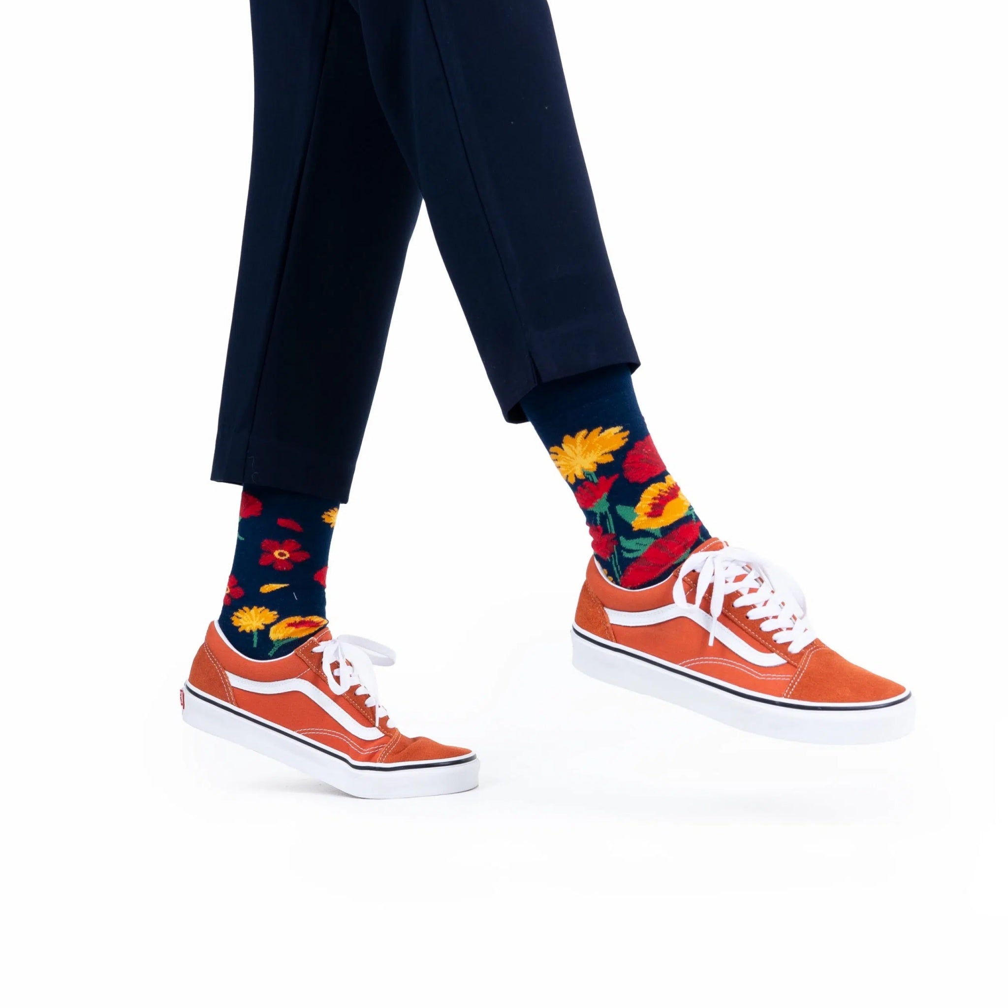reguler socks / Flower Power Navy 【many mornings メニ―モーニングス】【ネコポス選択可能】