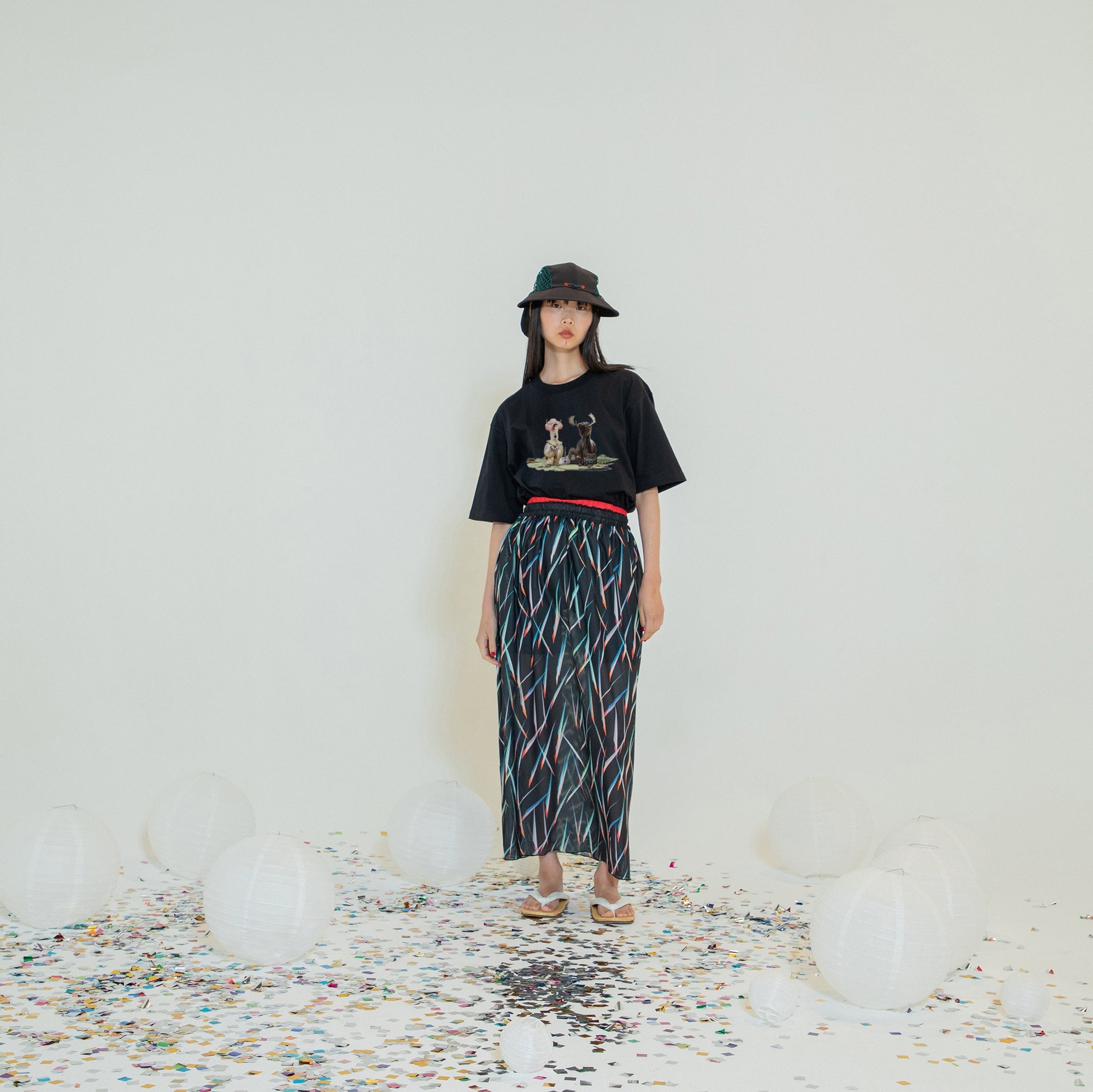 SF24SS-20B | Festival Summer Mesh Skirt | Color:Fireworks【STOF_ストフ】【archive】