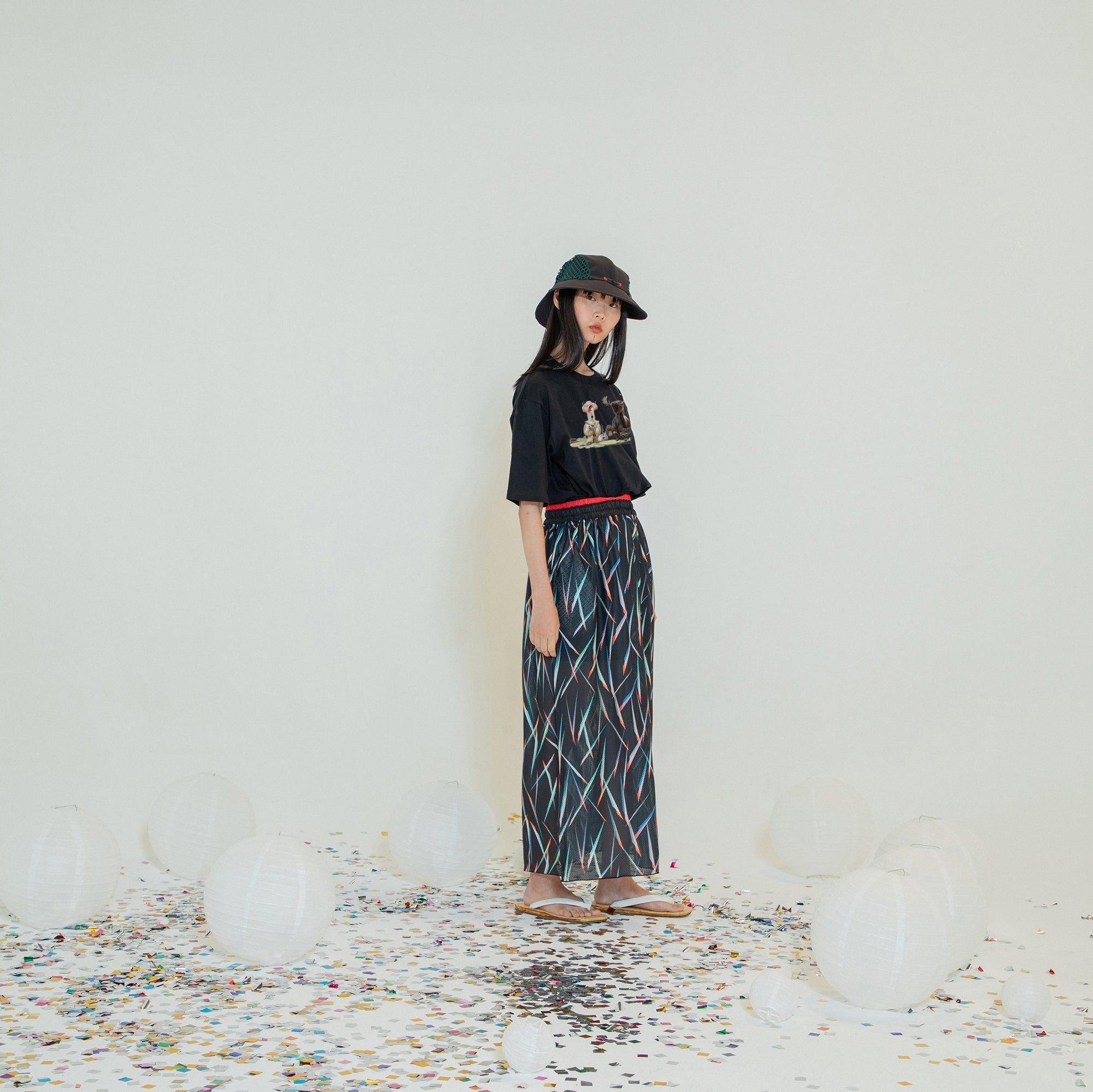 SF24SS-20B | Festival Summer Mesh Skirt | Color:Fireworks【STOF_ストフ】【archive】