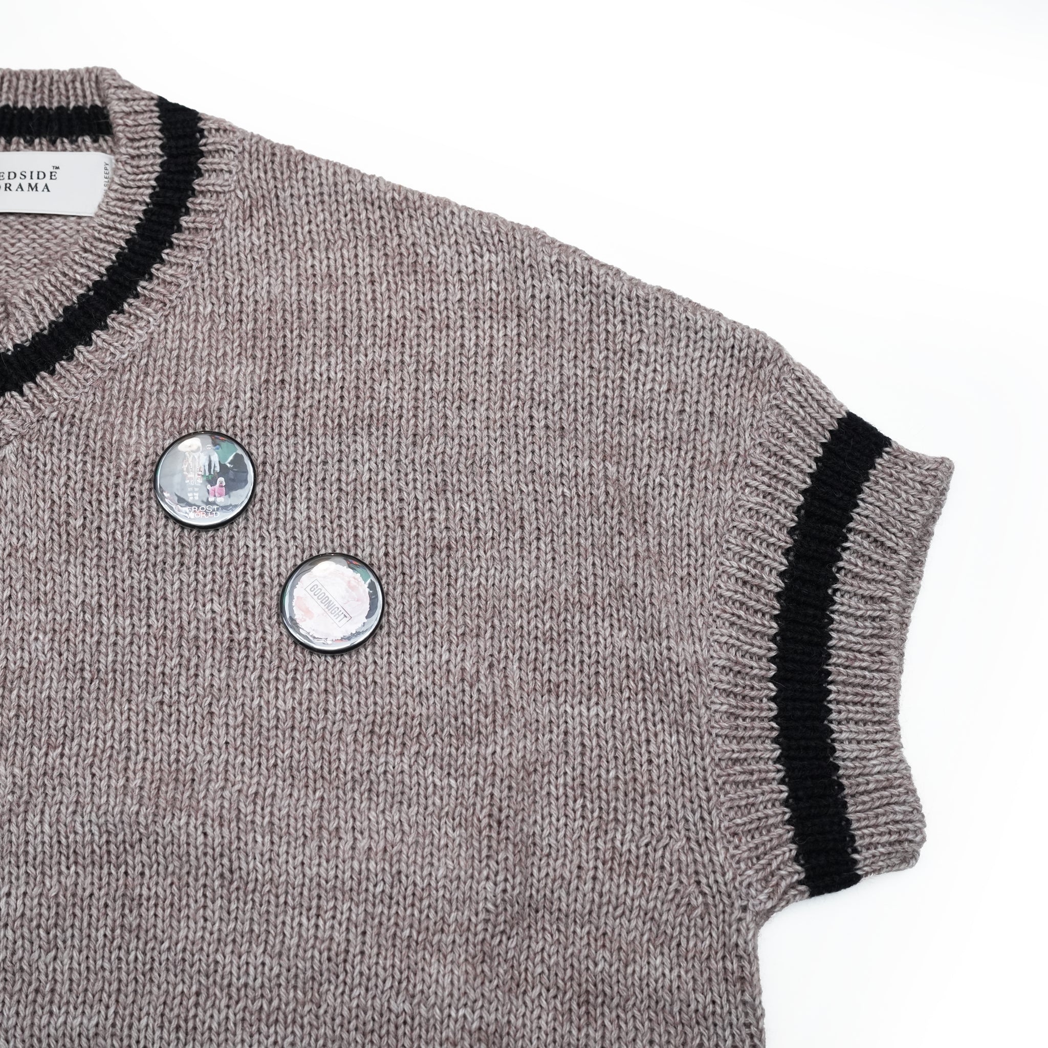 No:bsd23AW-19b | Name:Grandma's Knit Vest | Color:G Beige【BEDSIDEDRAMA_ベッドサイドドラマ】