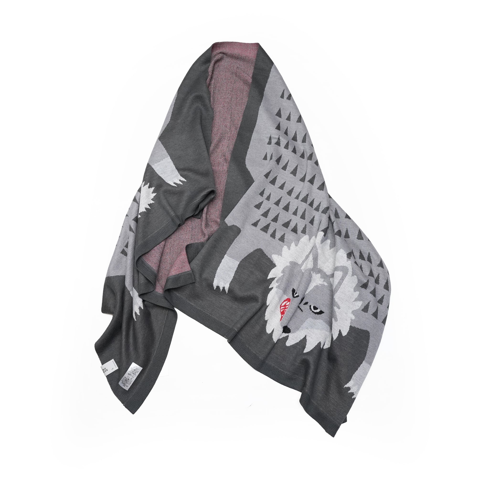 No:bsd23AW-32b | Name:Carpet Animals Big Stole | Color:Wolf【BEDSIDEDRAMA_ベッドサイドドラマ】【archive】