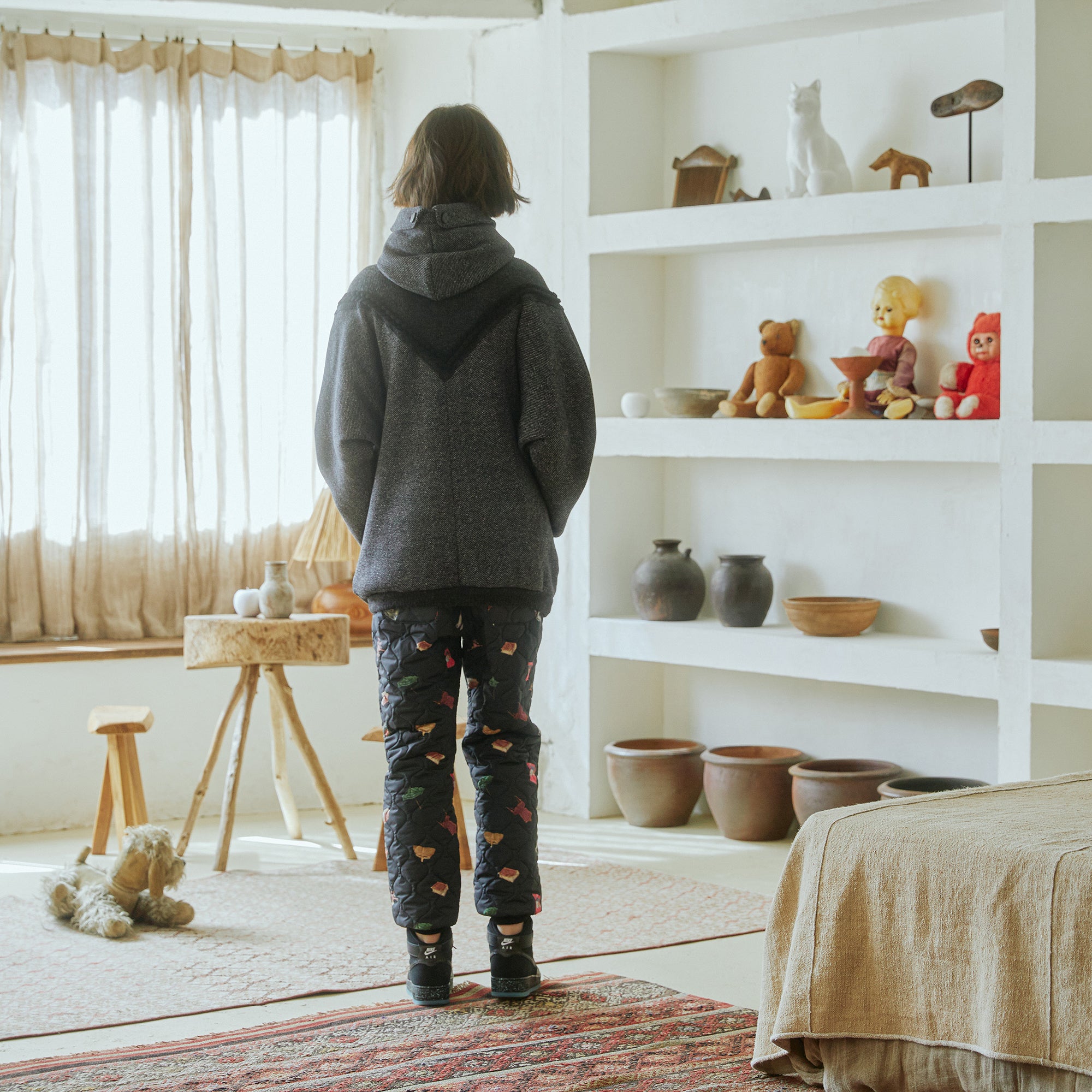 No:bsd23AW-03b | Name:Barn Antique Quilting Pants | Color:Black【BEDSIDEDRAMA_ベッドサイドドラマ】【archive】