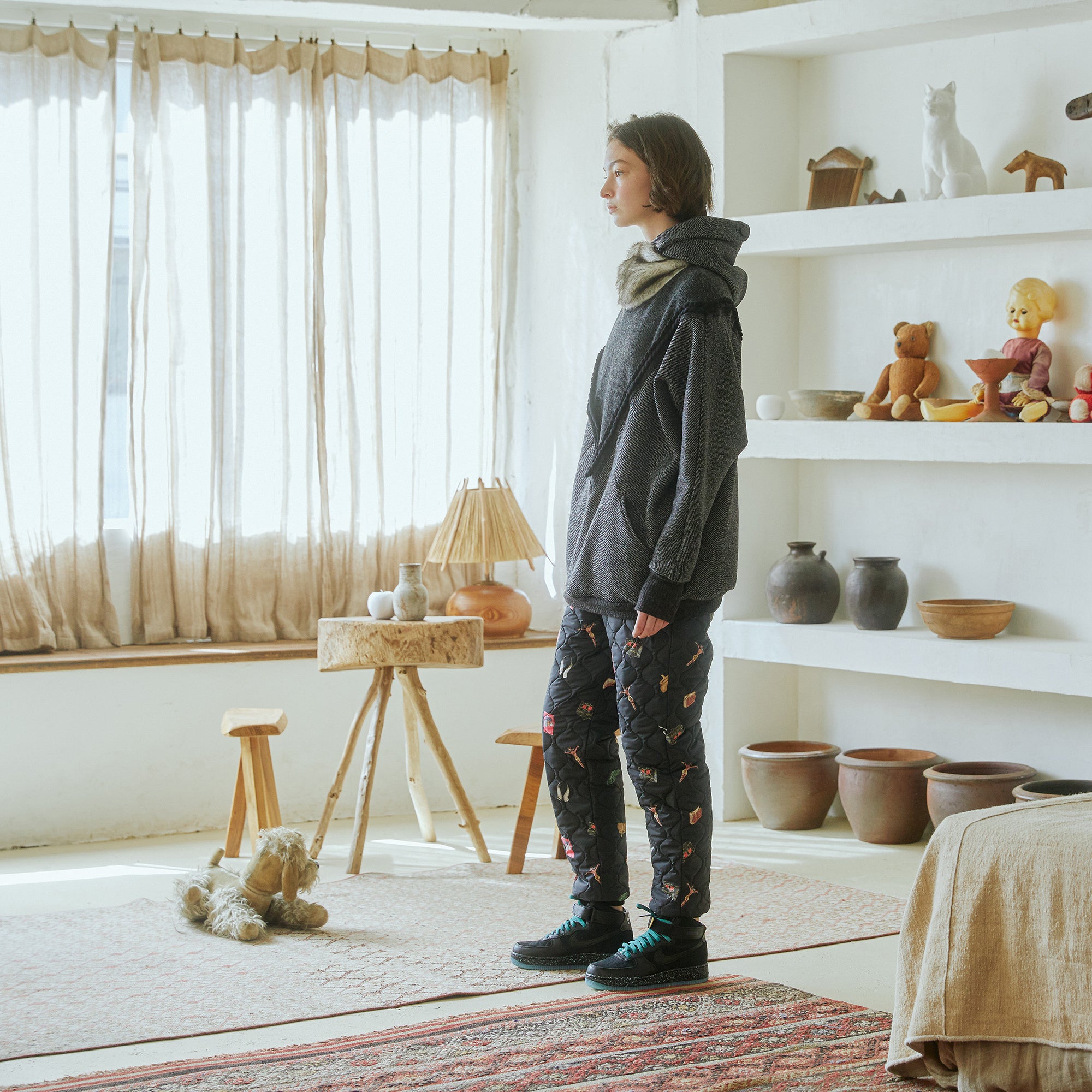No:bsd23AW-03b | Name:Barn Antique Quilting Pants | Color:Black【BEDSIDEDRAMA_ベッドサイドドラマ】