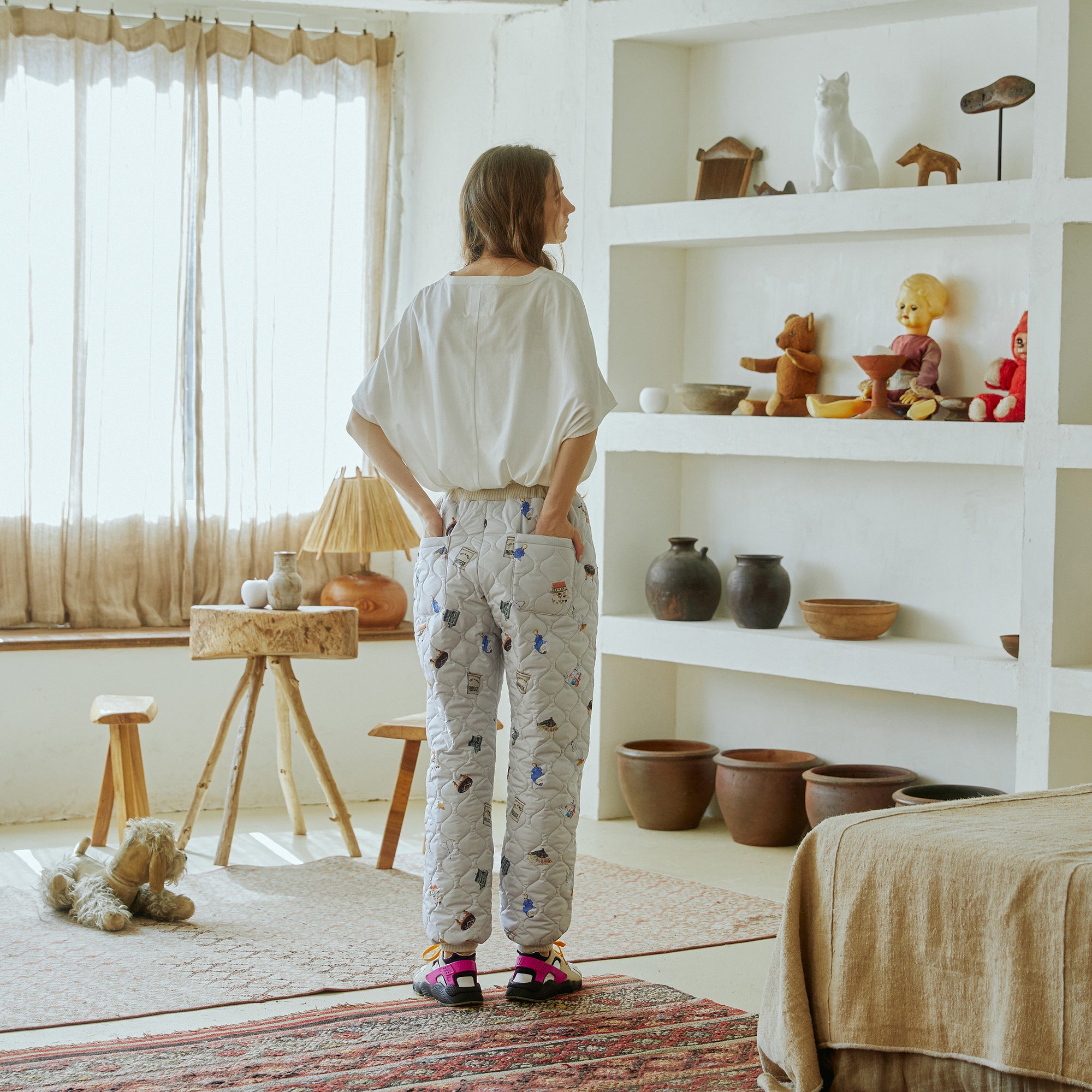 No:bsd23AW-03a | Name:Barn Antique Quilting Pants | Color:Off White【BEDSIDEDRAMA_ベッドサイドドラマ】