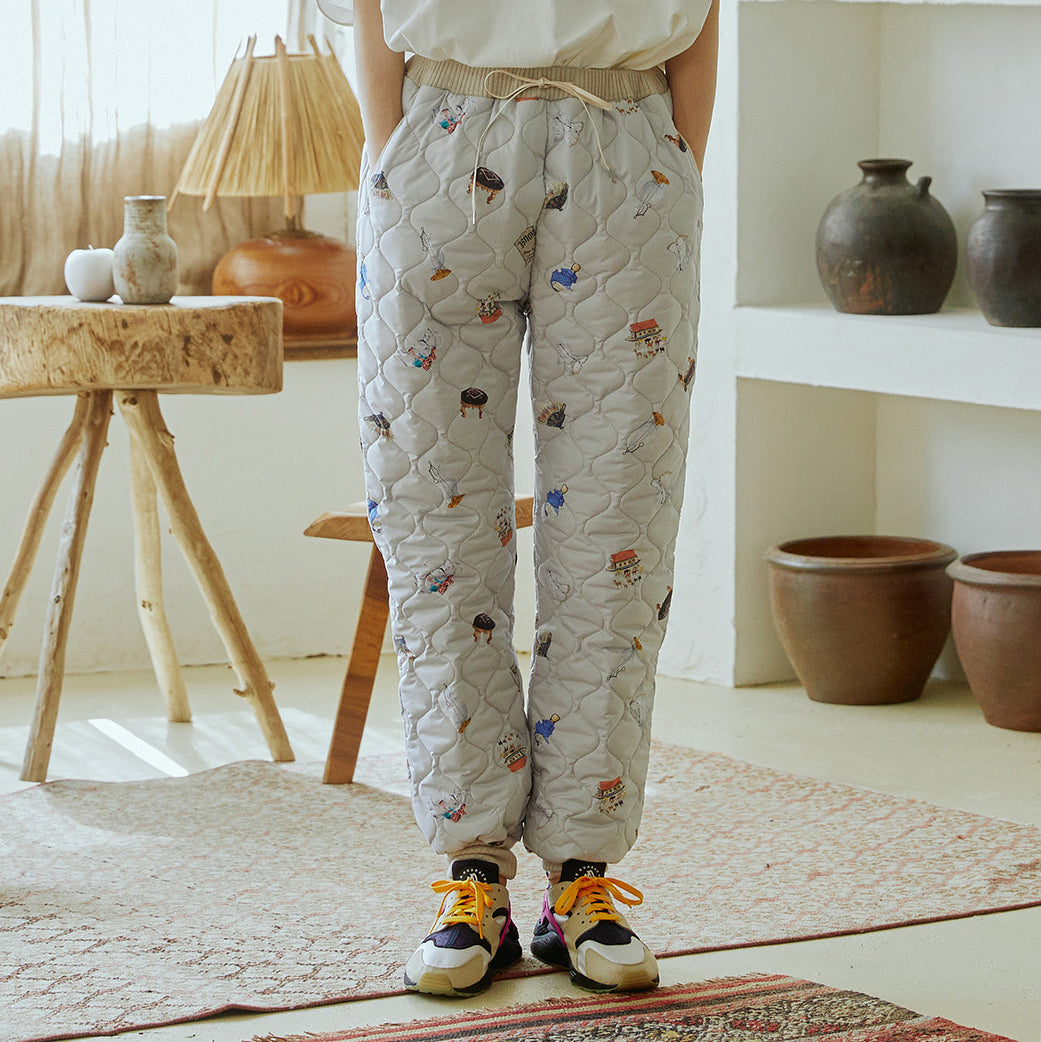 No:bsd23AW-03a | Name:Barn Antique Quilting Pants | Color:Off White【BEDSIDEDRAMA_ベッドサイドドラマ】【archive】
